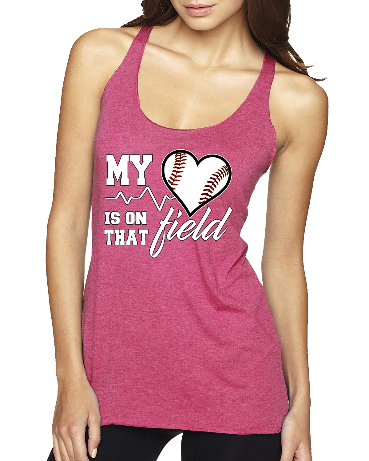 My Heart is On That Baseball Field Sports Tri-Blend Racerback Tank Top - Soft & Breathable Athletic Shirt for Baseball Fans, Gym Workouts & Casual Wear