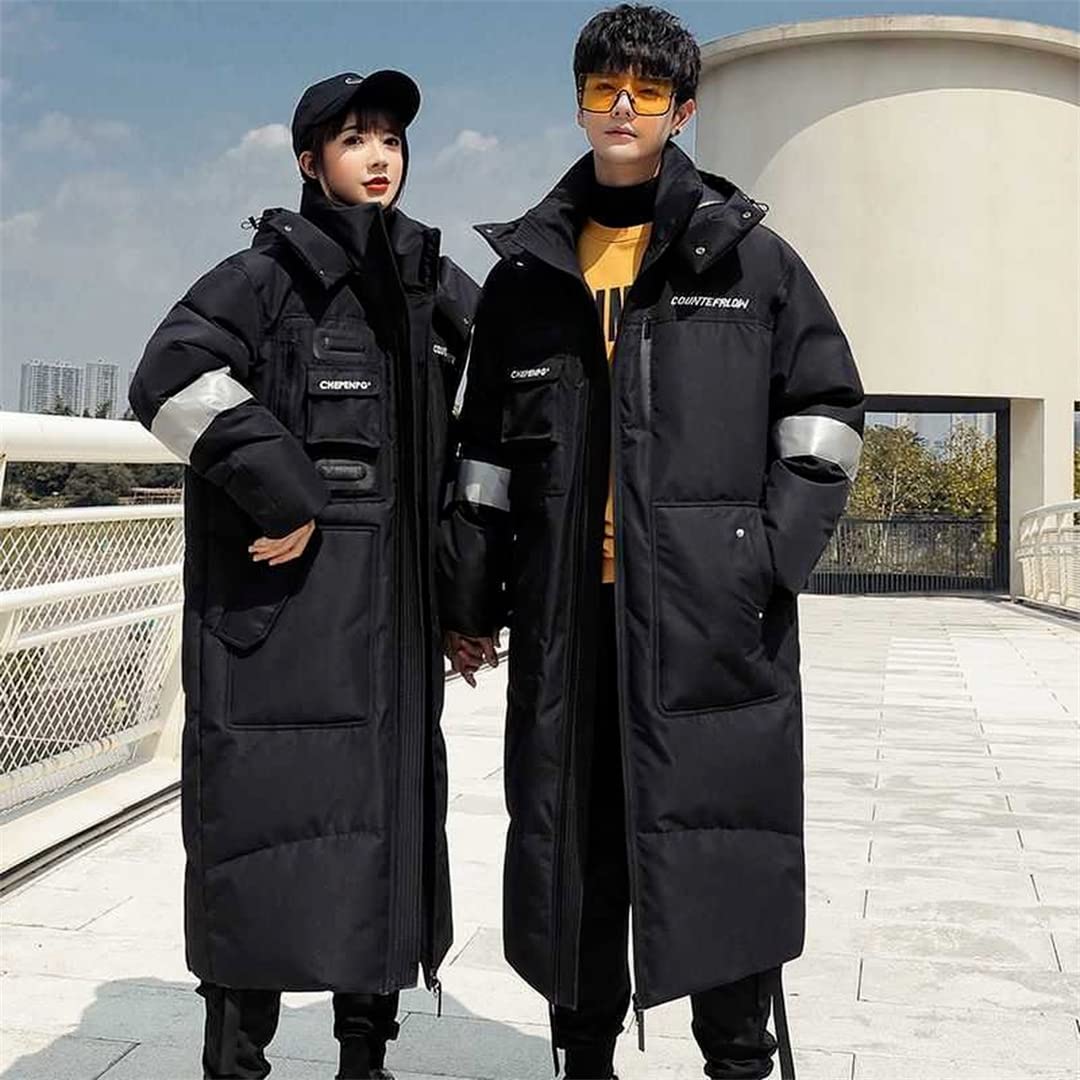 Men's Winter Fashion Long Hooded Down Jacket with Pockets - Thick Warm Overcoat for Cold Weather - Perfect for Outdoor Activities, Hiking & Daily Wear