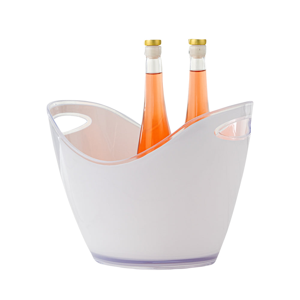 Premium 7.4 Quart Oval Frosted Champagne & Wine Cooler Bucket - 13.75