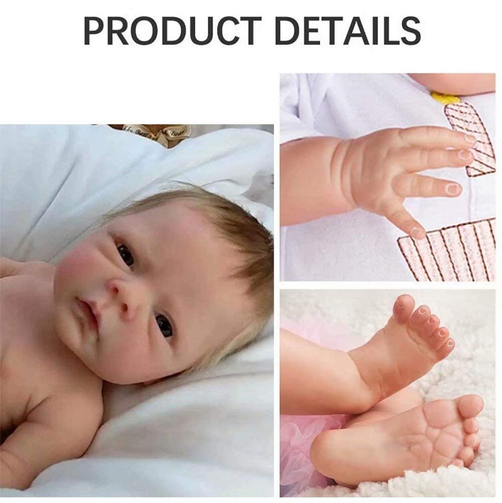 EURORA 18 Inch Reborn Baby Doll Boy - Vinyl Silicone Body with Clothes & Bottle - Perfect Gift for Kids 3+