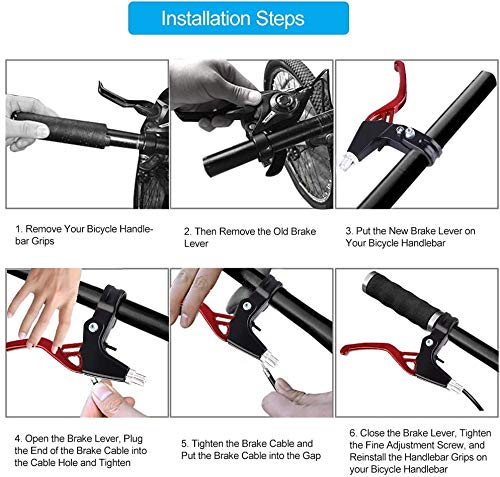 Universal Aluminum Alloy Bike Brake Levers - 2.2cm Diameter Handlebar Brake for Mountain Bikes, Kids Bikes, Folding Bikes & MTB BMX (Red) - Perfect for Cycling, Commuting & Off-Road Adventures