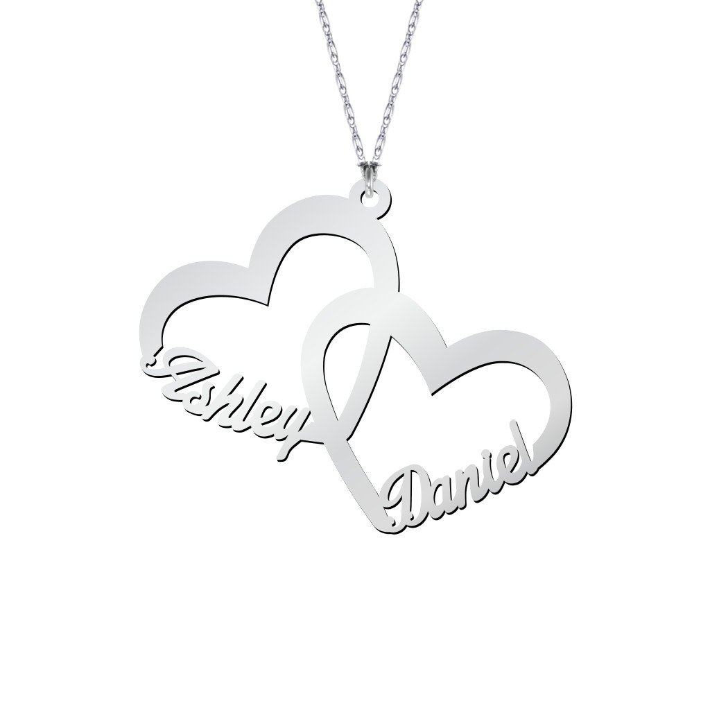 Personalized Silver 'Interlocked In Love' Heart Name Necklace - Custom Couple Gift for Anniversary, Valentine's Day & Romantic Occasions | Engraved Jewelry by JEWLR