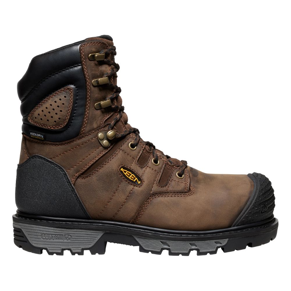 **Keen Camden Men's Size 8 Insulated Waterproof Composite Toe Work Boots - Brown (Model 1028289) | Durable Safety Footwear for Construction, Hiking & Outdoor Work**
