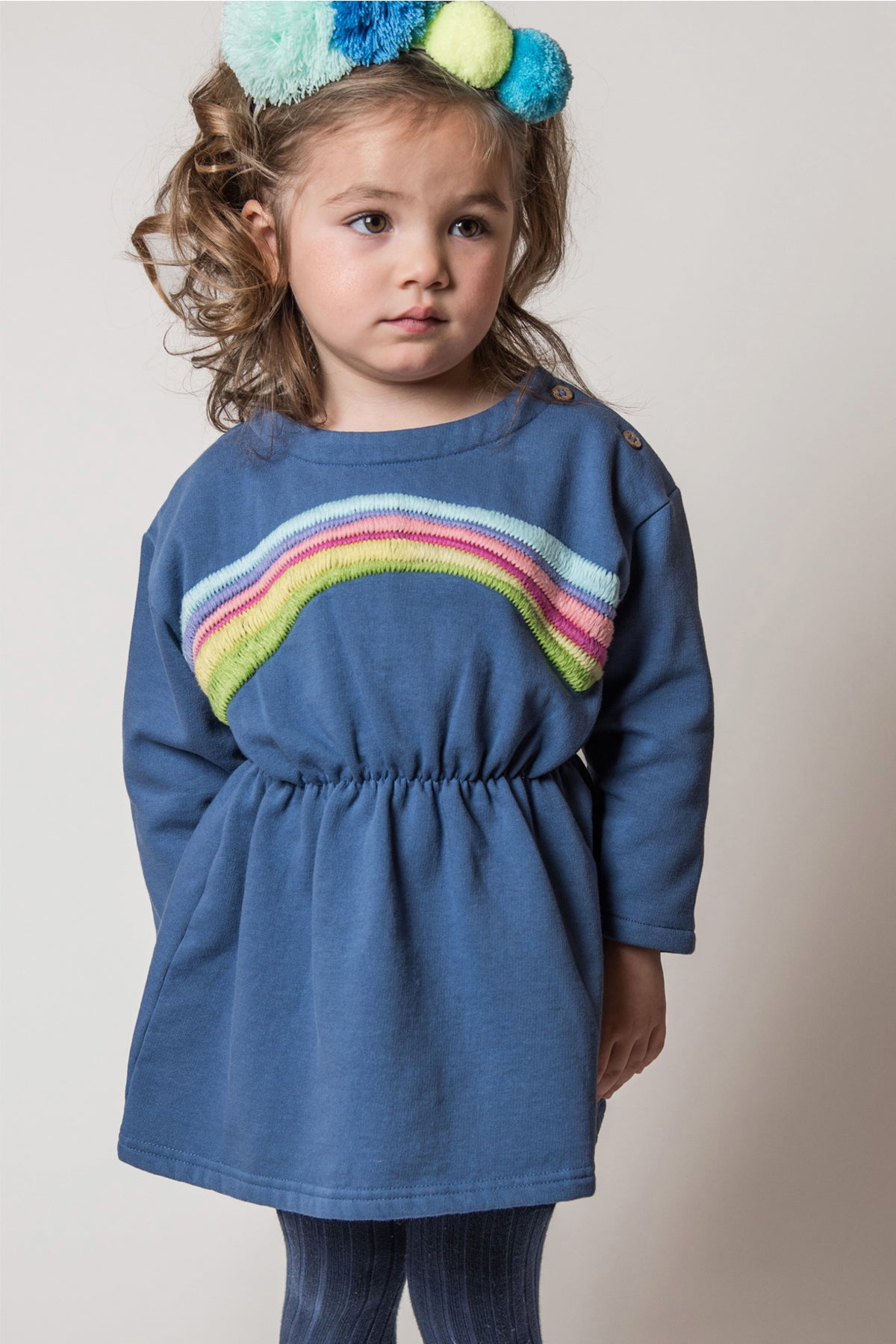 Everbloom Navy Rainbow Girls Dress - Size 2T | Cute Floral Print Party Dress for Toddler Girls | Perfect for Birthday, Easter & Special Occasions