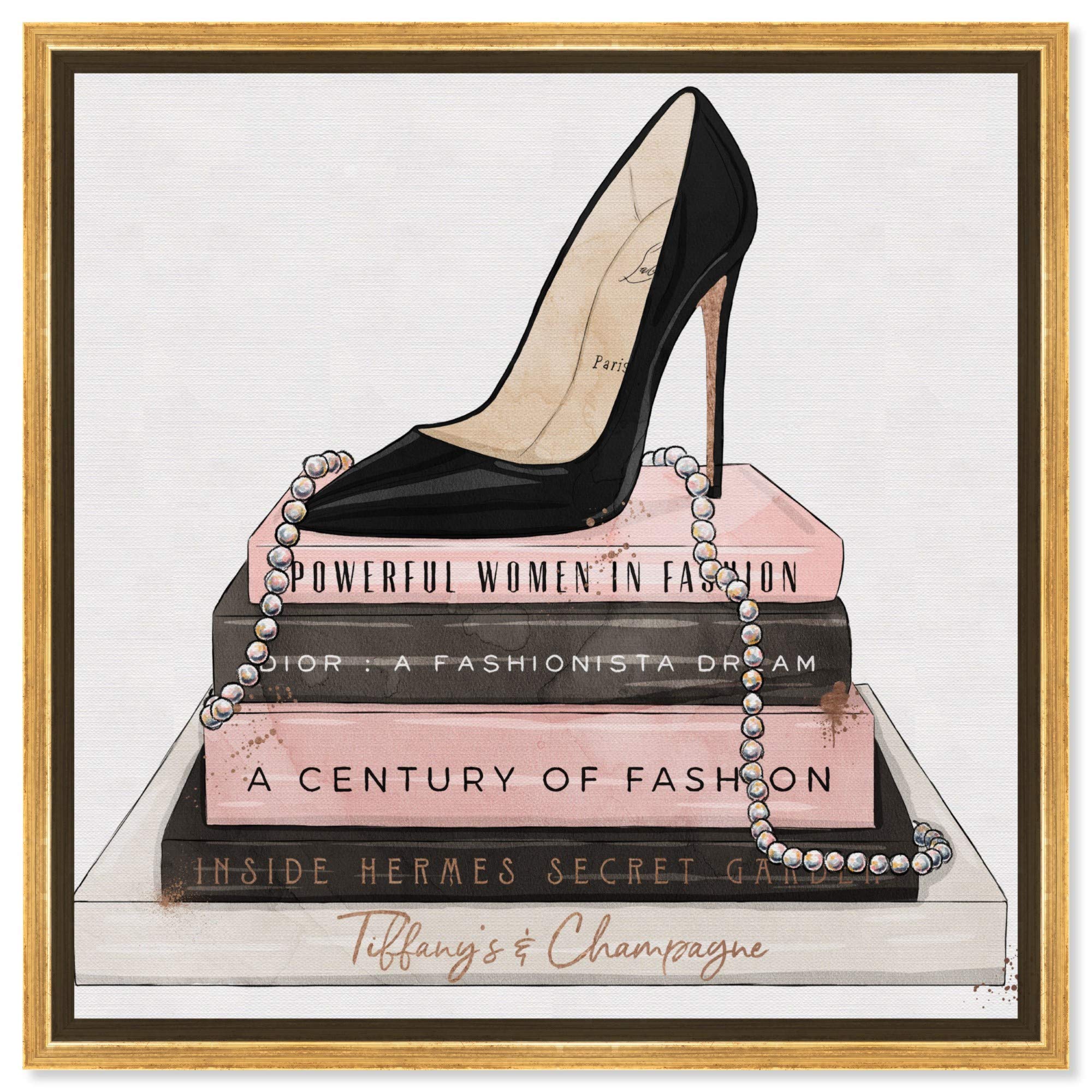 Stylish Framed Wall Art Canvas Print - Classic Stiletto & Fashion Books Design | Perfect for Home Decor, Office & Boutique Display