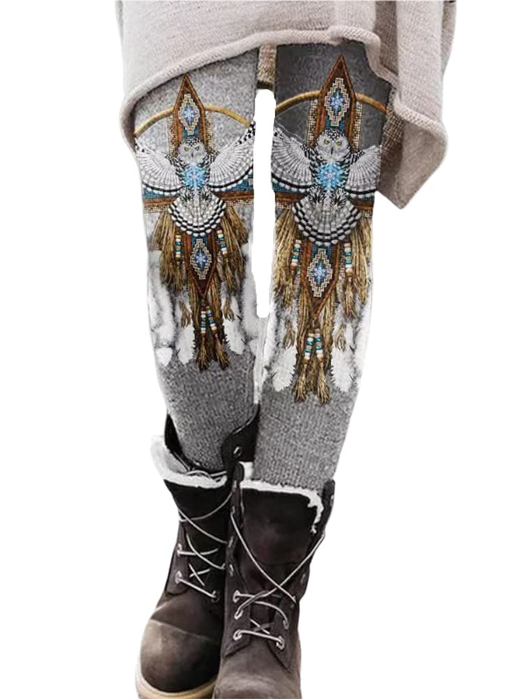 Women's High Waisted Leggings - Brushed Soft Ankle Tight Pants with Aztec Print & Tummy Control | Yoga, Workout, Running & Casual Wear