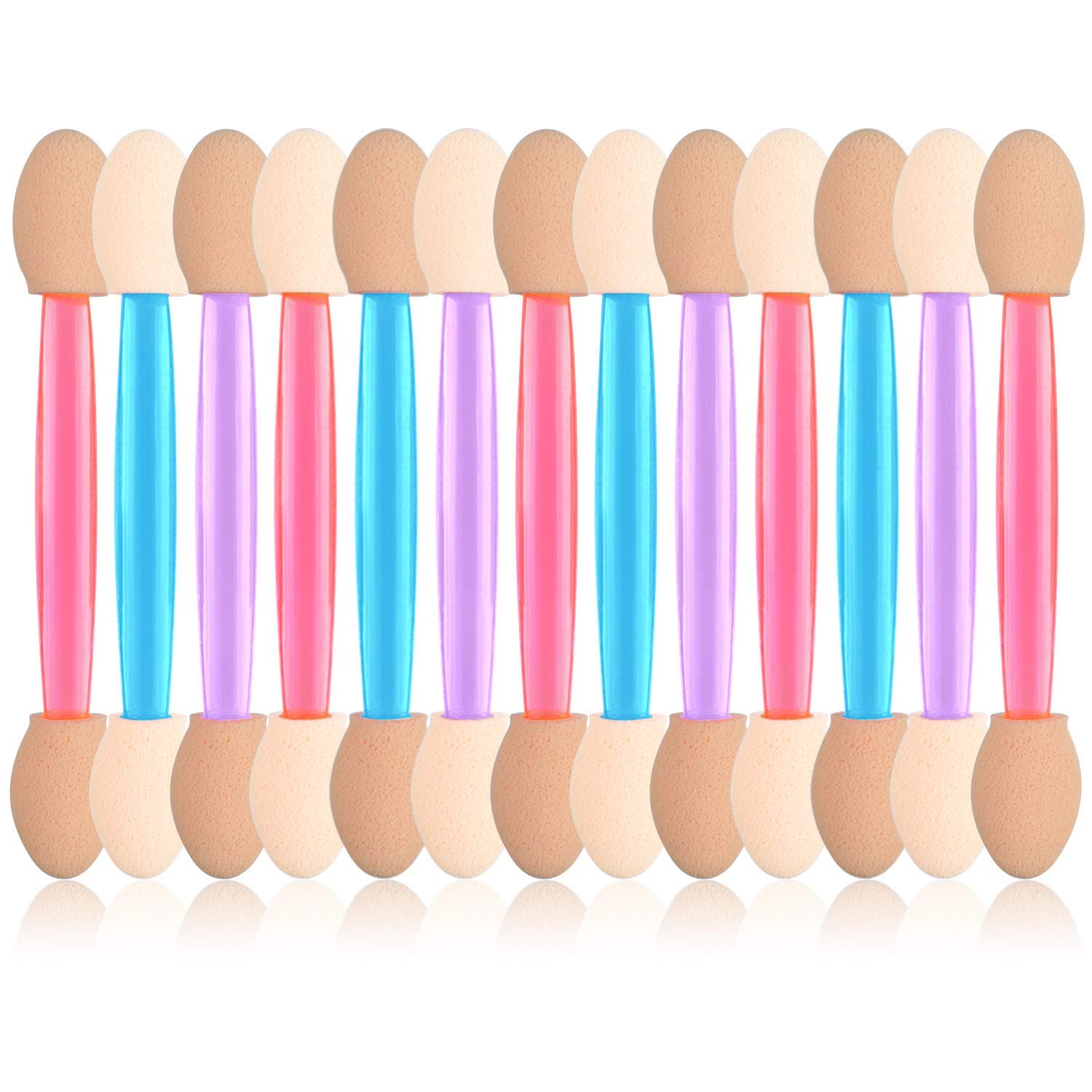 AVTY 12-Piece Disposable Dual-Sided Eyeshadow Sponge Applicators - Pink, Purple, Blue Makeup Brushes for Professional & Everyday Eye Makeup | Perfect for Travel, Salon Use & Quick Touch-Ups
