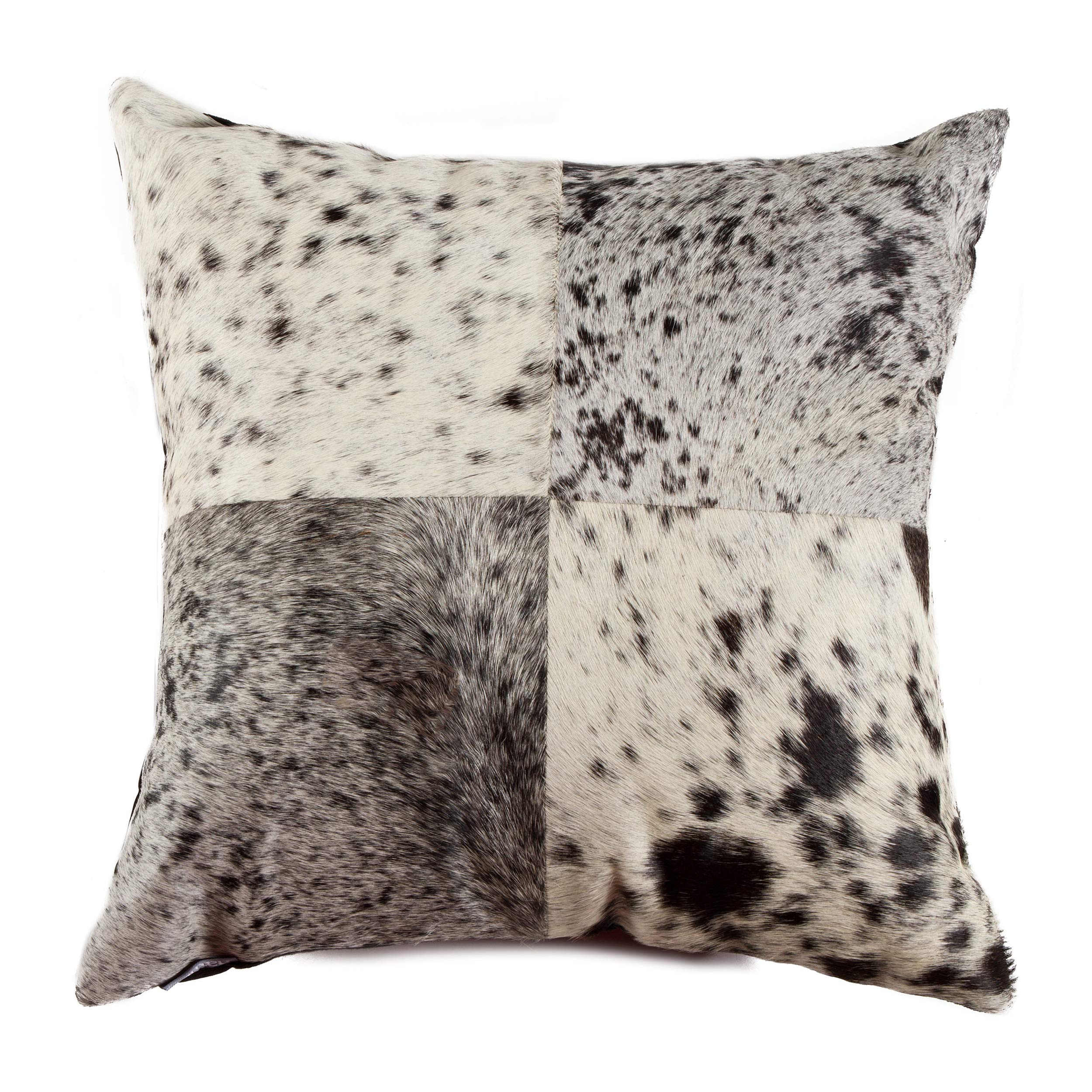 Premium 18x18 Inch Natural Torino Cowhide Throw Pillows with Polyester Insert | Handcrafted 100% Genuine Leather Accent Cushions in Black & White | Perfect for Sofa, Bedroom Decor & Farmhouse Style Living Room