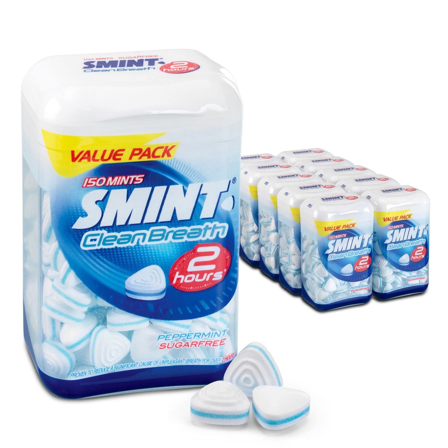 Smint Sugar Free Peppermint Breath Mints - 37oz (1050g) Bottle - Pack of 10 - Fresh Breath Solution for Work, Travel & Social Events
