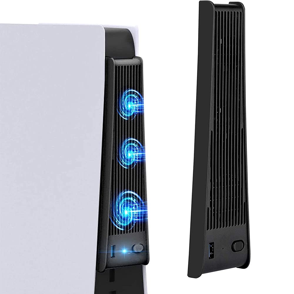 MMOBIEL 3-Pack External Cooling Fans with USB 3.0 for PS5 & PS5 Digital Edition - Black - Includes USB 3.0 Port | Perfect for Gaming, Streaming & Long Play Sessions to Prevent Overheating