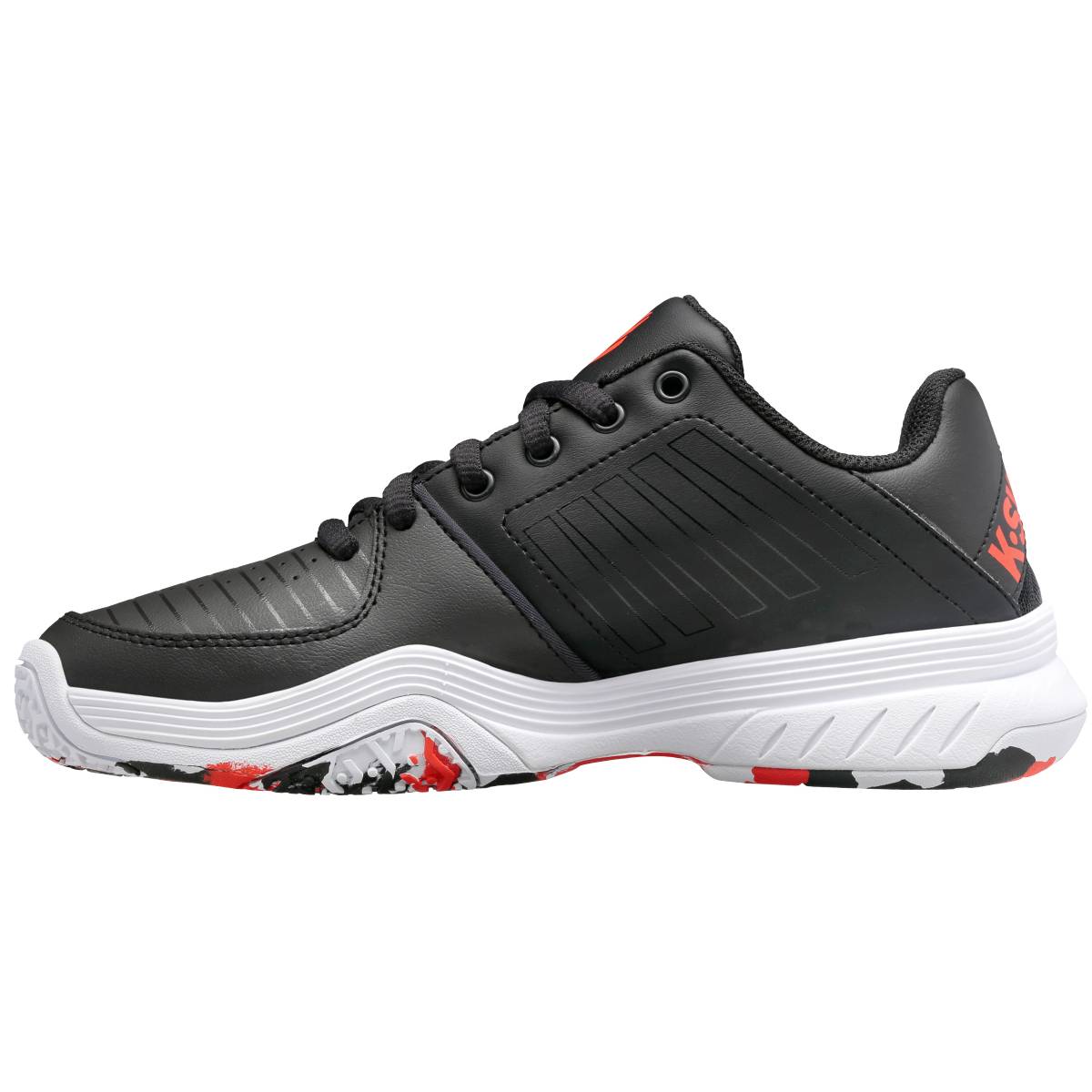 K Swiss Court Express OMNI Junior Tennis Shoes for Kids - Black/White/Orange - Lightweight & Durable for Court Play, Training & Casual Wear