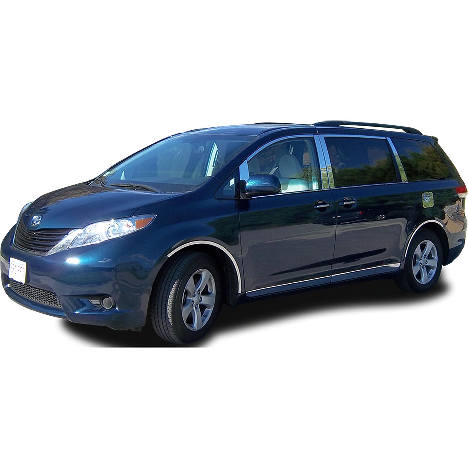 2011-2020 Toyota Sienna 8-Piece Stainless Steel Pillar Post Trim Kit with Front Mirror Cover (PP11152) - Durable Exterior Protection & Style Upgrade for Minivans