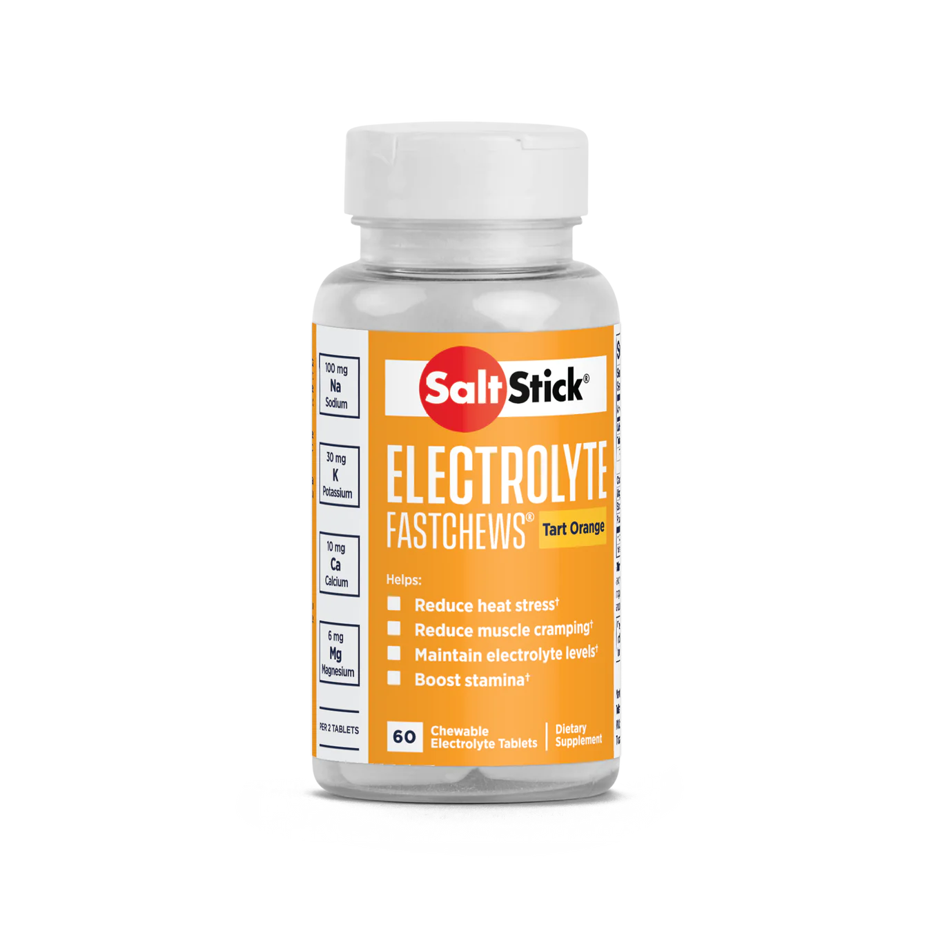 SaltStick FastChews Electrolyte Replacement Tablets - 60 Count Tart Orange Flavor | Energy Boost for Athletes, Runners & Outdoor Activities
