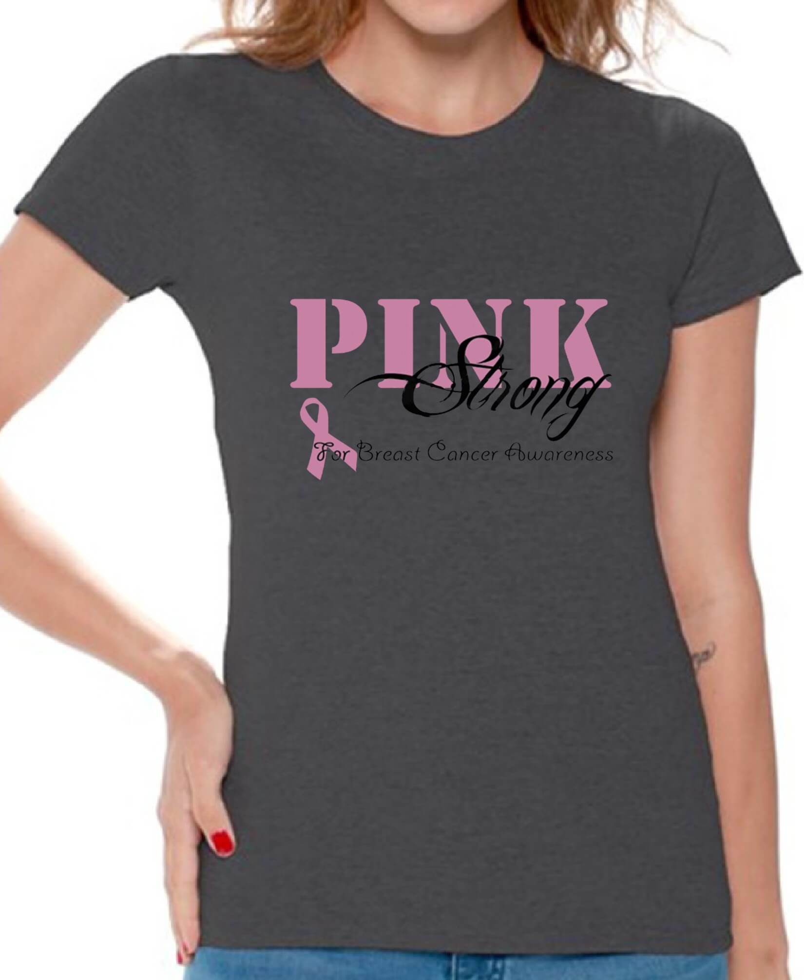 Women's Pink Breast Cancer Awareness T-Shirt - Strong & Supportive Cotton Tee for Survivors, Fundraisers & Awareness Events