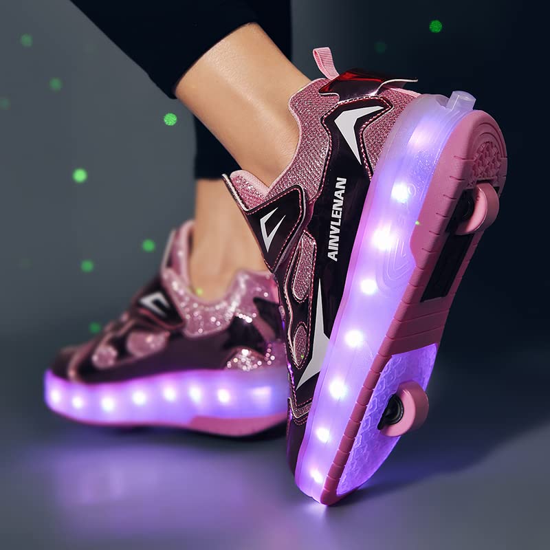 Kids LED Roller Skate Shoes with Double Wheels - Rechargeable Retractable Light Up Sneakers for Boys & Girls | Perfect for Christmas & Birthday Gifts | Indoor & Outdoor Play, Skate Parks, and Birthday Parties