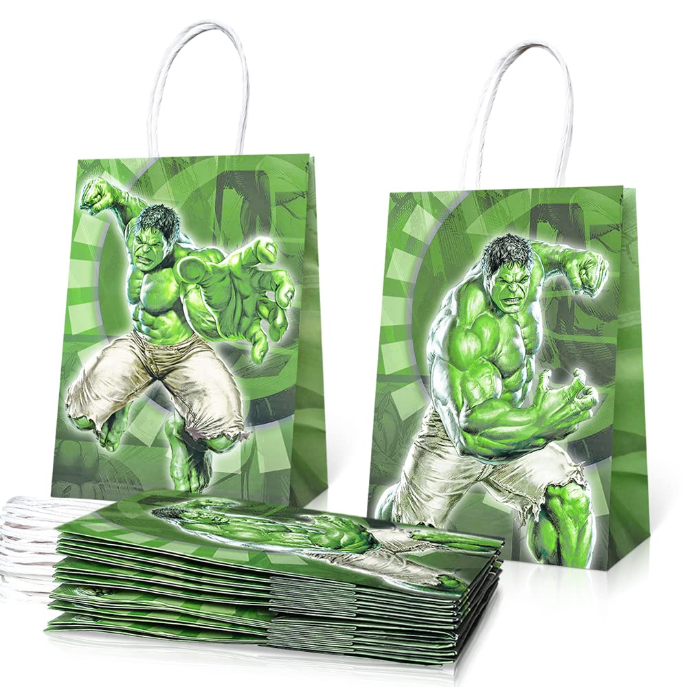 12-Pack HUL Superhero Party Favor Bags - Colorful Paper Gift Bags for Candy & Treats - Perfect for Birthday Parties, Superhero Theme Events & Kids' Celebrations (Boys & Girls)