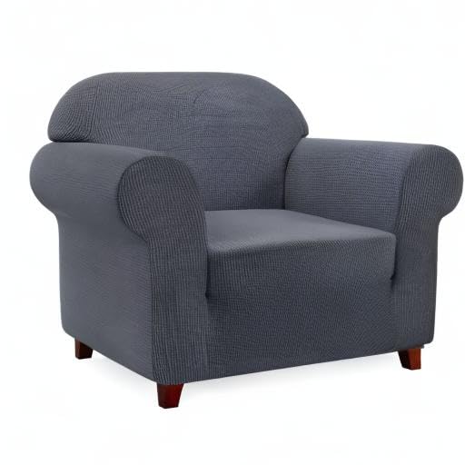 SUBRTEX Stretch Armchair Sofa Slipcover - Washable 1-Piece Cover for 1-Cushion Couch & Single Seater Chair, Small Gray - Perfect for Living Room, Office, or Apartment Decor