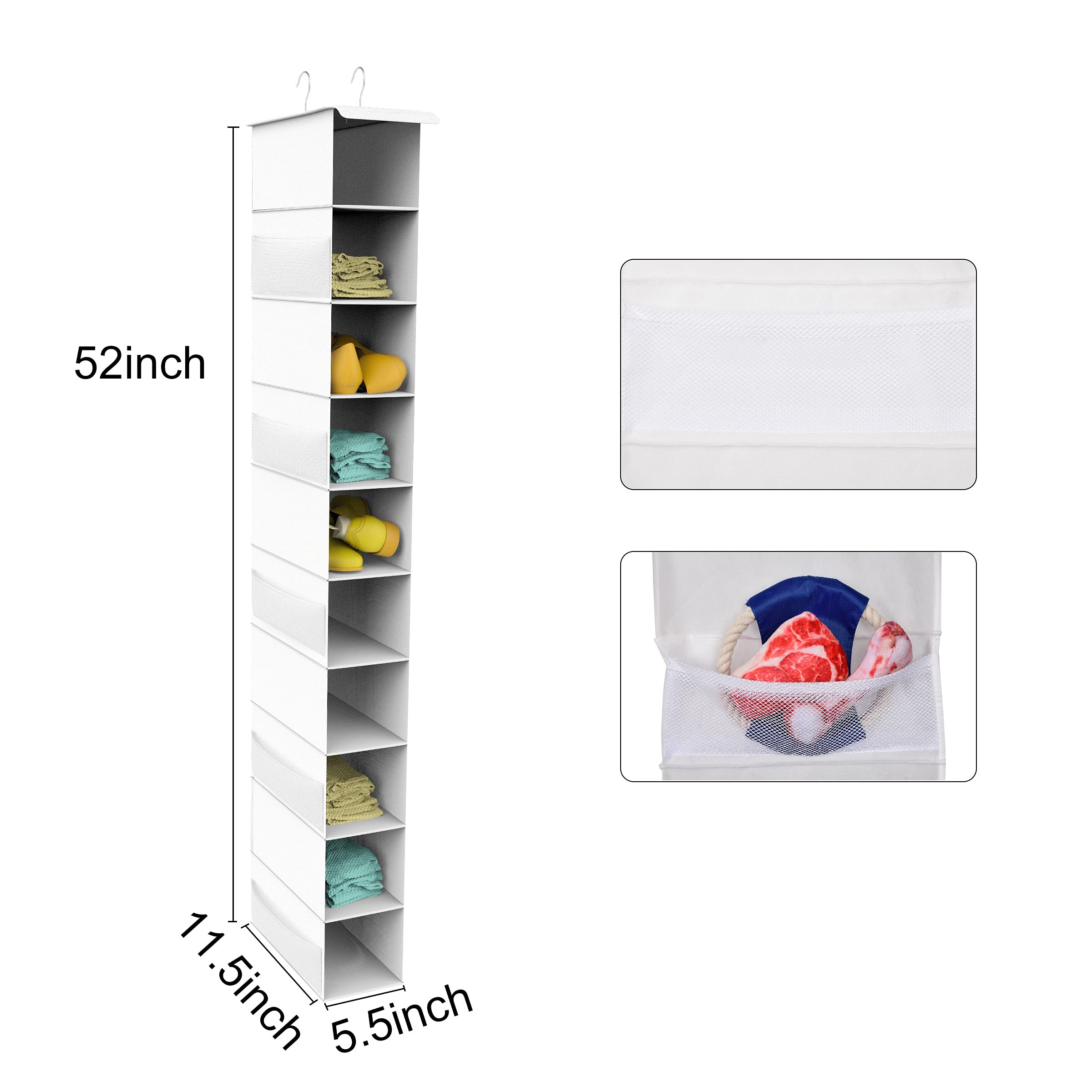 Coastal Rose Hanging Shoe Organizer for Closet - 10-Tier Space Saving Shoe Storage Rack | Perfect for Bedroom, Entryway & Closet Organization