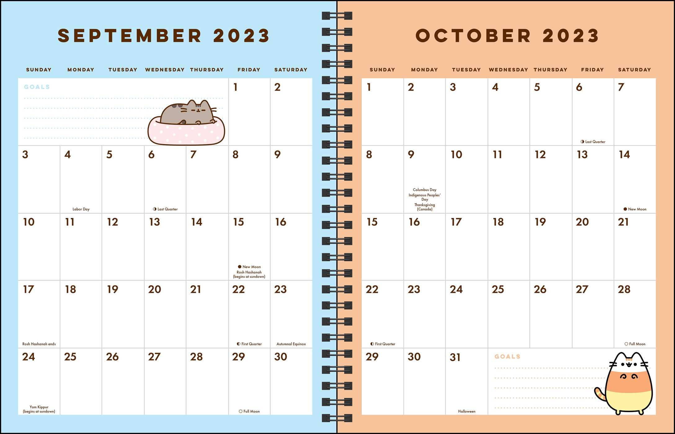 Pusheen 16-Month 2023-2024 Weekly & Monthly Planner Calendar - Cute Cat Organizer for School, Office & Home Use