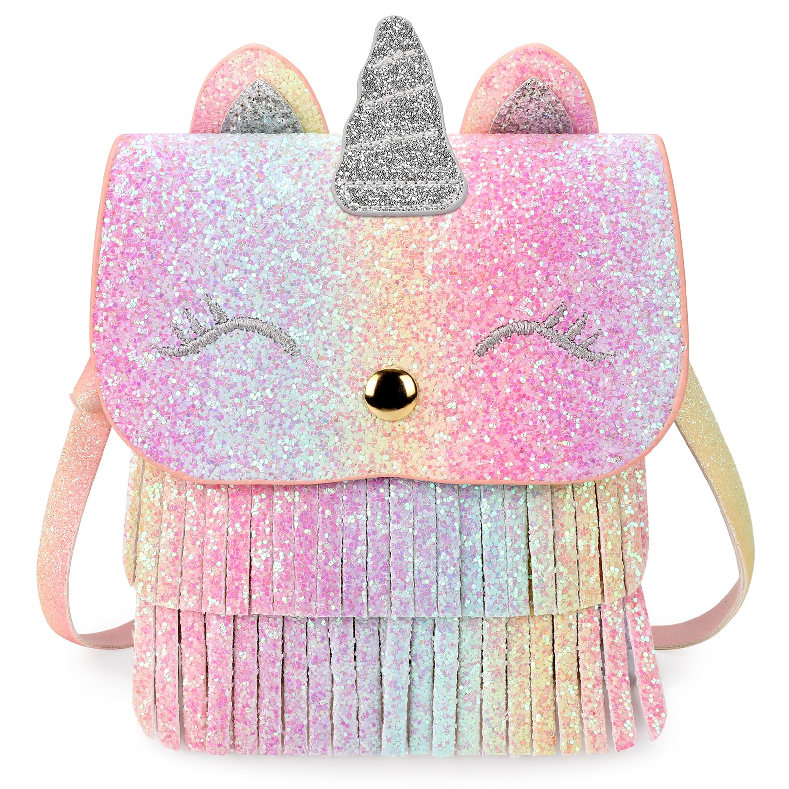 Mibasies Kids Purse for Girls - Cute Unicorn & Cat Crossbody Shoulder Bag with Tassel | Perfect Gift for Toddlers & Little Girls | Birthday, Party, Dress-Up & Everyday Use