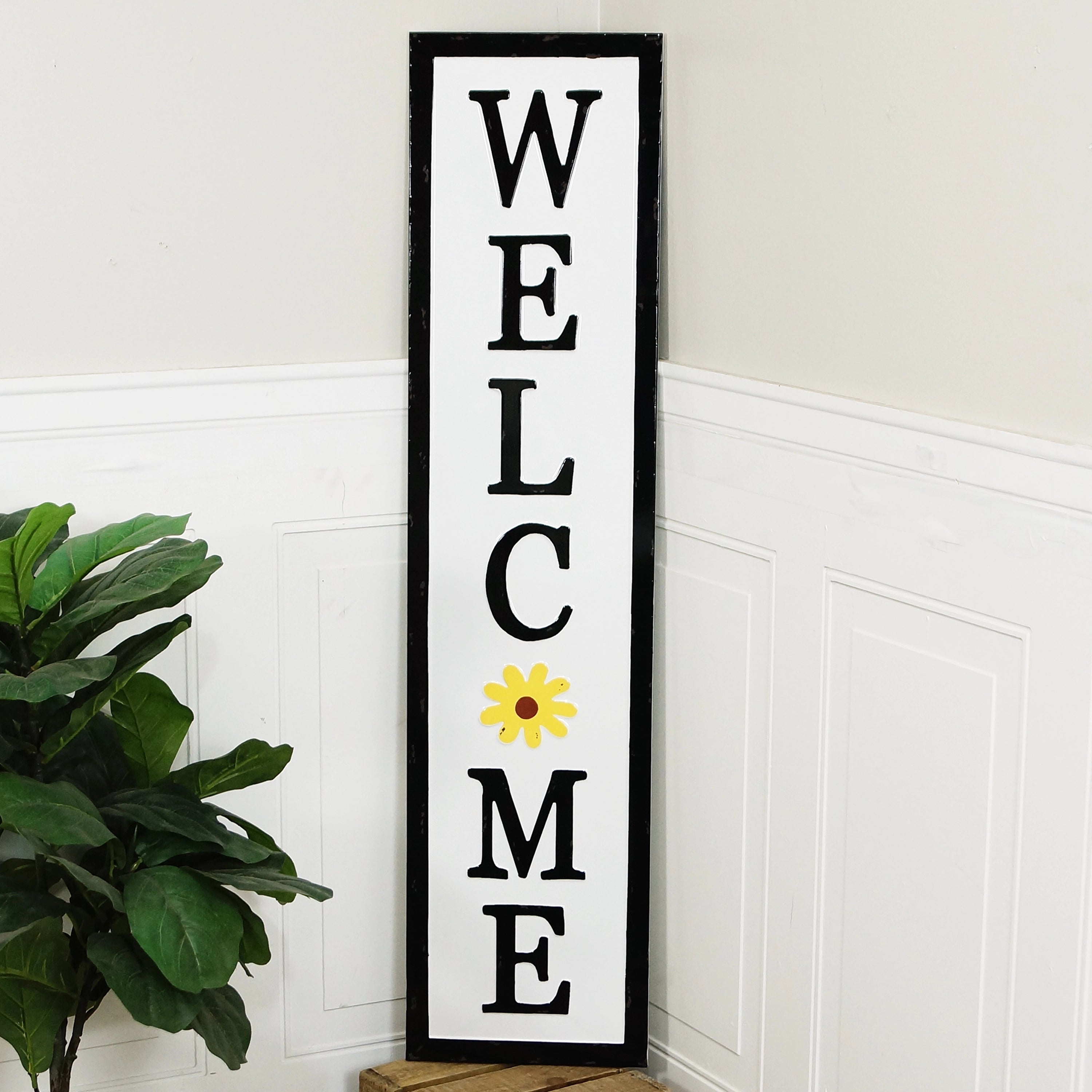Vintage Welcome Metal Sign - Rustic Farmhouse Decor for Front Door, Porch, or Wall - Personalized Home & Garden Signage