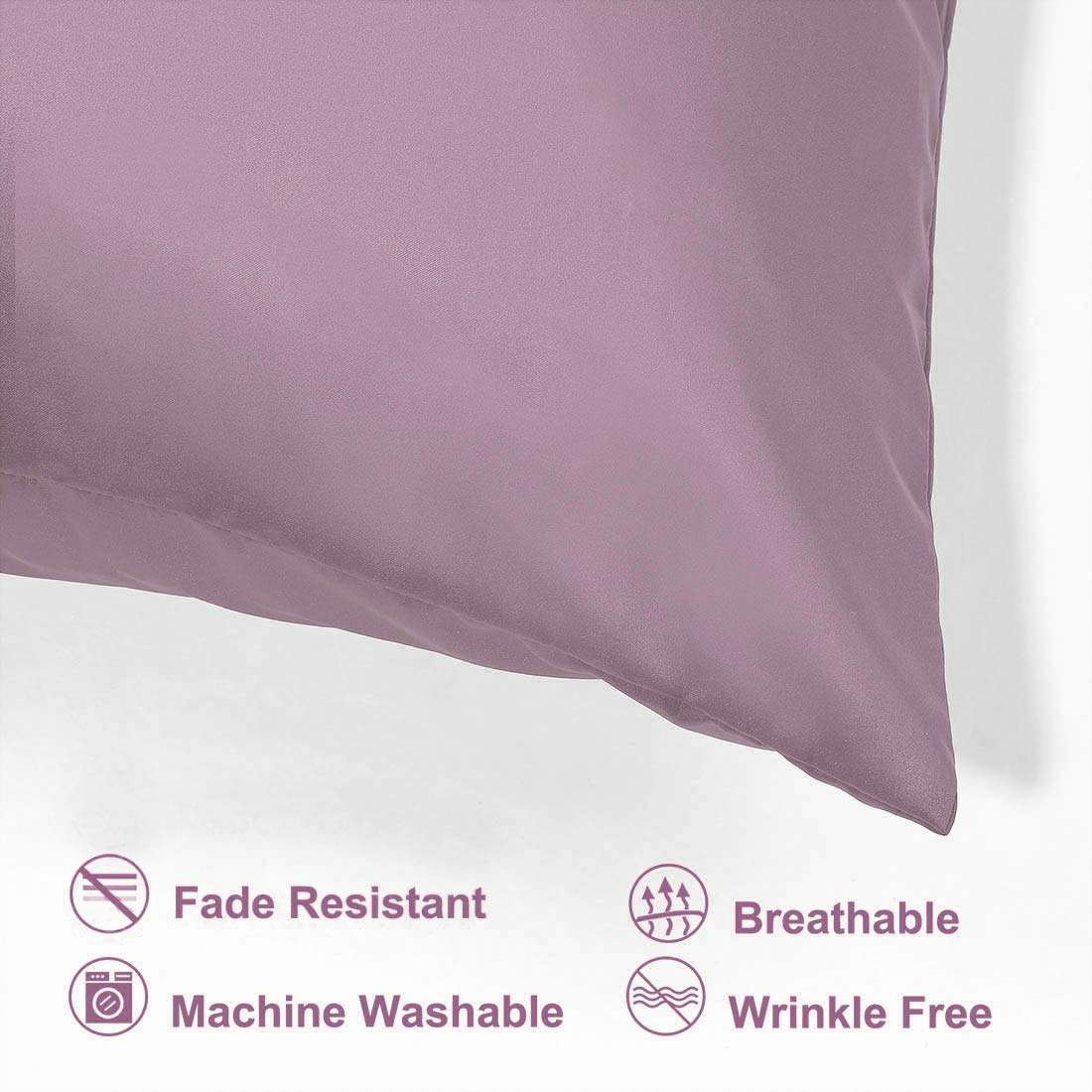 Luxury Queen Satin Pillowcase Set of 2 with Zipper - Super Soft Silky Pillow Covers 21x31 Inches in Mauve for Bedroom, Hotel, and Gift Giving
