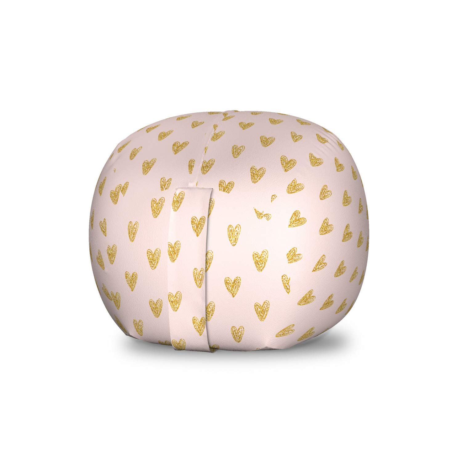 Ambesonne Hearts Storage Toy Bag Chair - Abstract Dainty Love Theme Valentine Stuffed Animal Organizer, Washable Small Size Eggshell Coffee - Perfect for Kids' Room, Nursery, Playroom & Valentine's Day Decor