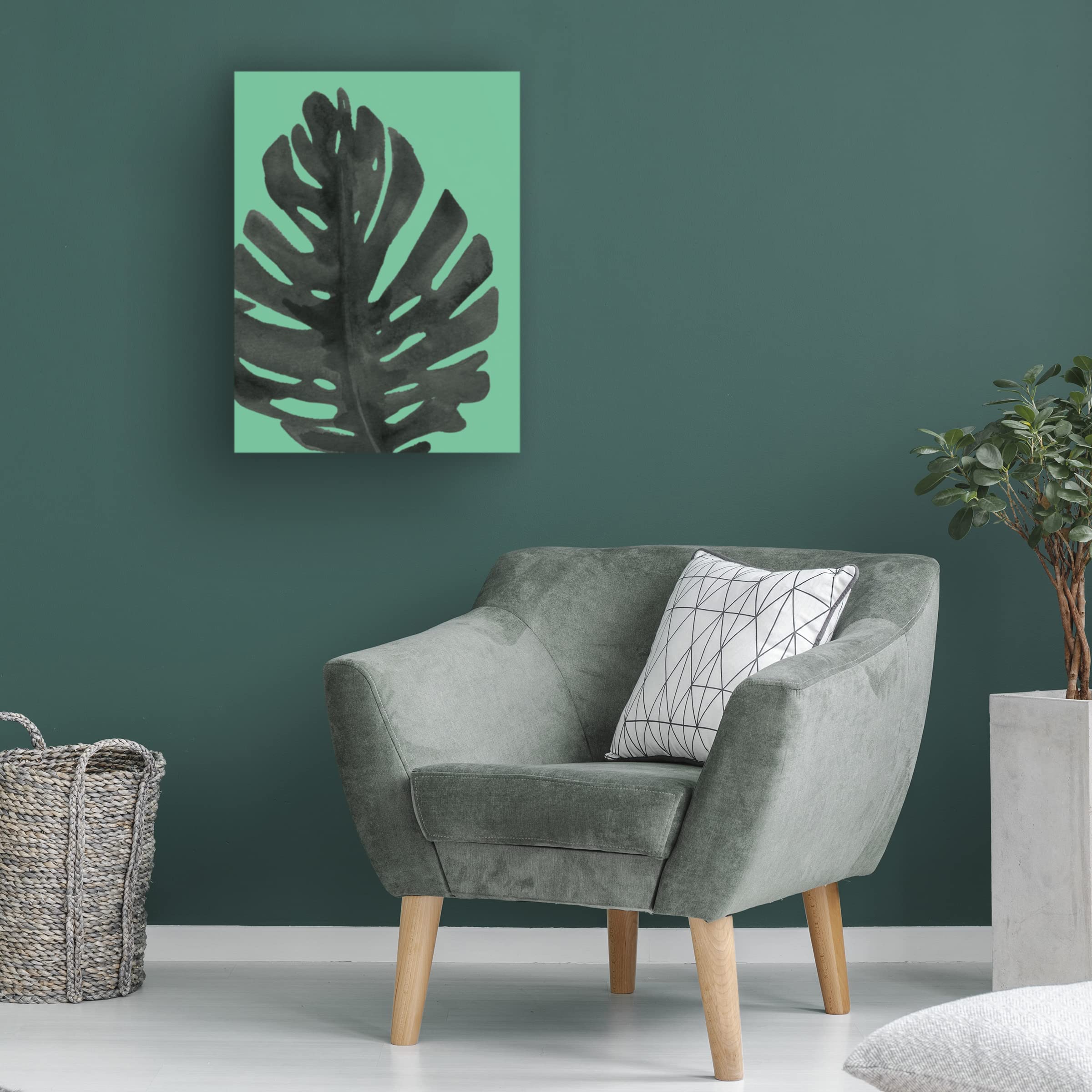 Trademark Fine Art 'Tropical Palm I Green' Canvas Wall Art Print by Wild Apple - Vibrant Beach Decor for Living Room, Bedroom & Office
