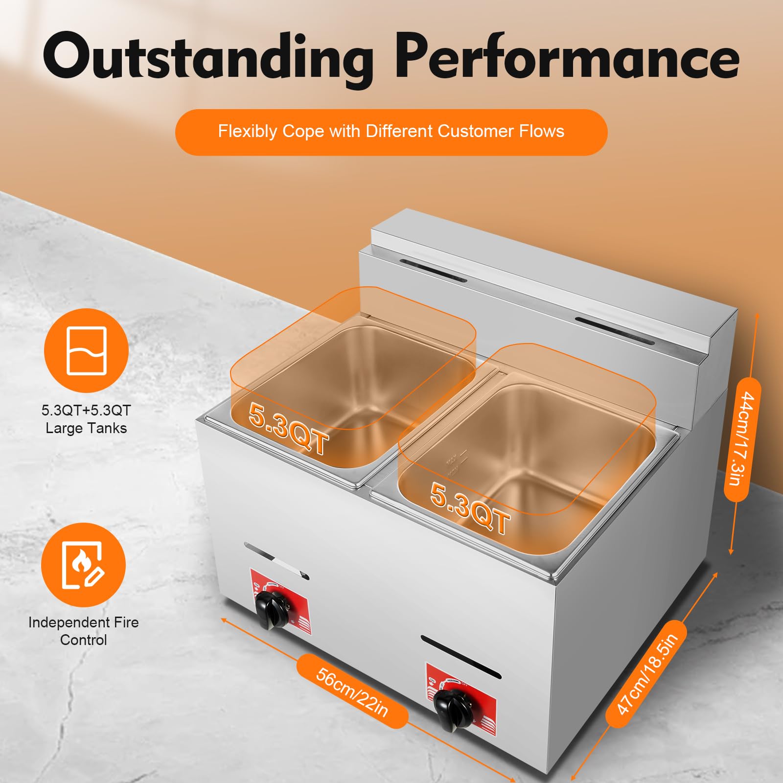 12.7QT Stainless Steel Deep Fryer with Baskets & Lid - 12L Countertop Oil Fryer for Home Kitchen, Snacks, Chicken, Fish - Gas (LPG) & Electric Options - Perfect for Restaurants, Food Trucks & Outdoor Cooking