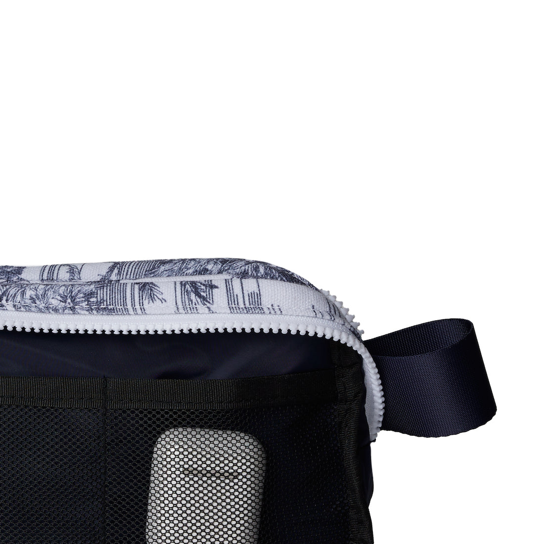 Quinn Belt Bag - Navy Blue Tropic Toile Crossbody Fanny Pack for Women & Men - Perfect for Travel, Hiking, and Everyday Use