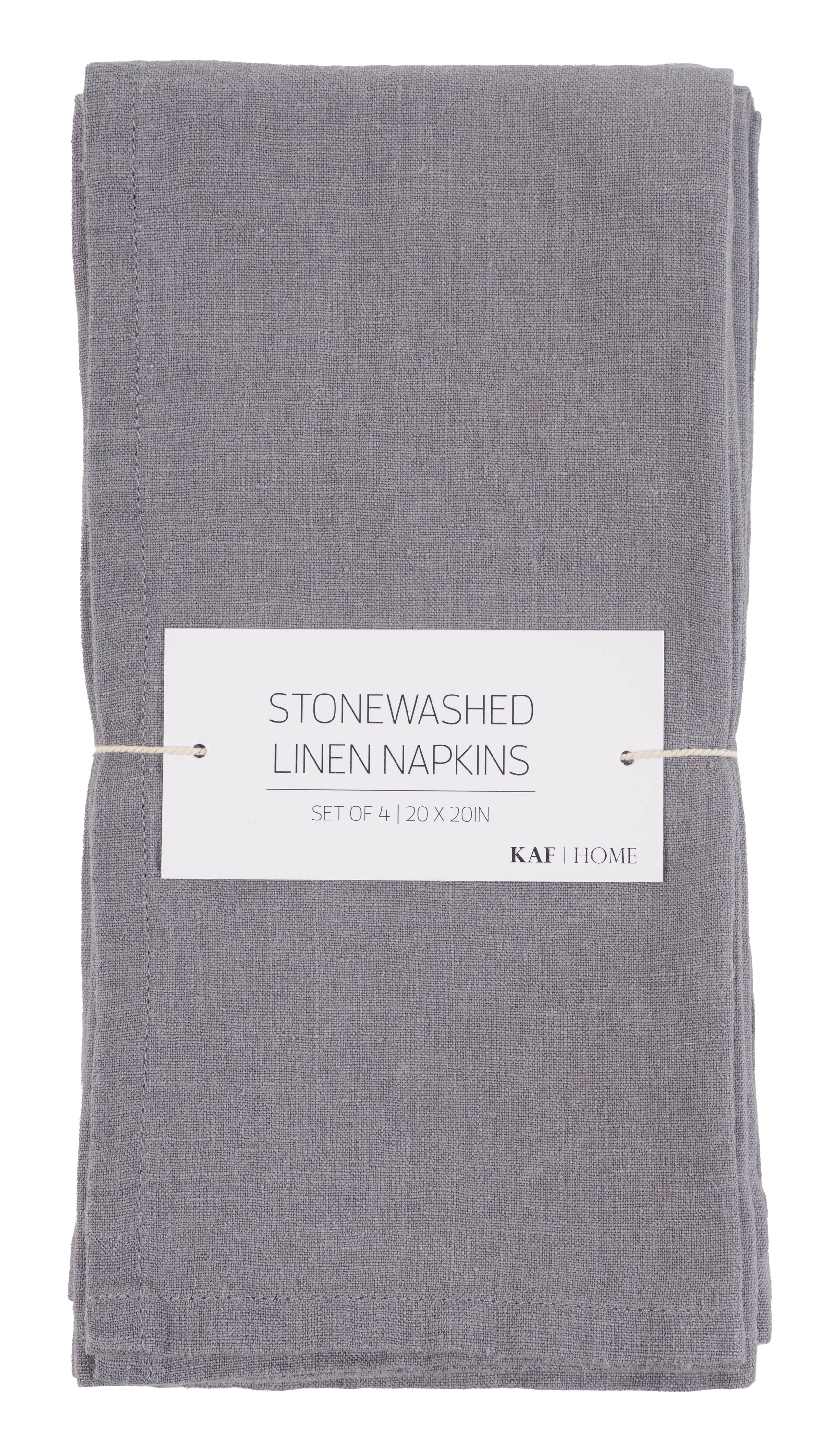 Premium KAF Home Verona 100% Stone Washed Linen Napkins Set of 4 (20x20 Inches) - Elegant Dinner Table Decor for Formal Dining & Special Occasions