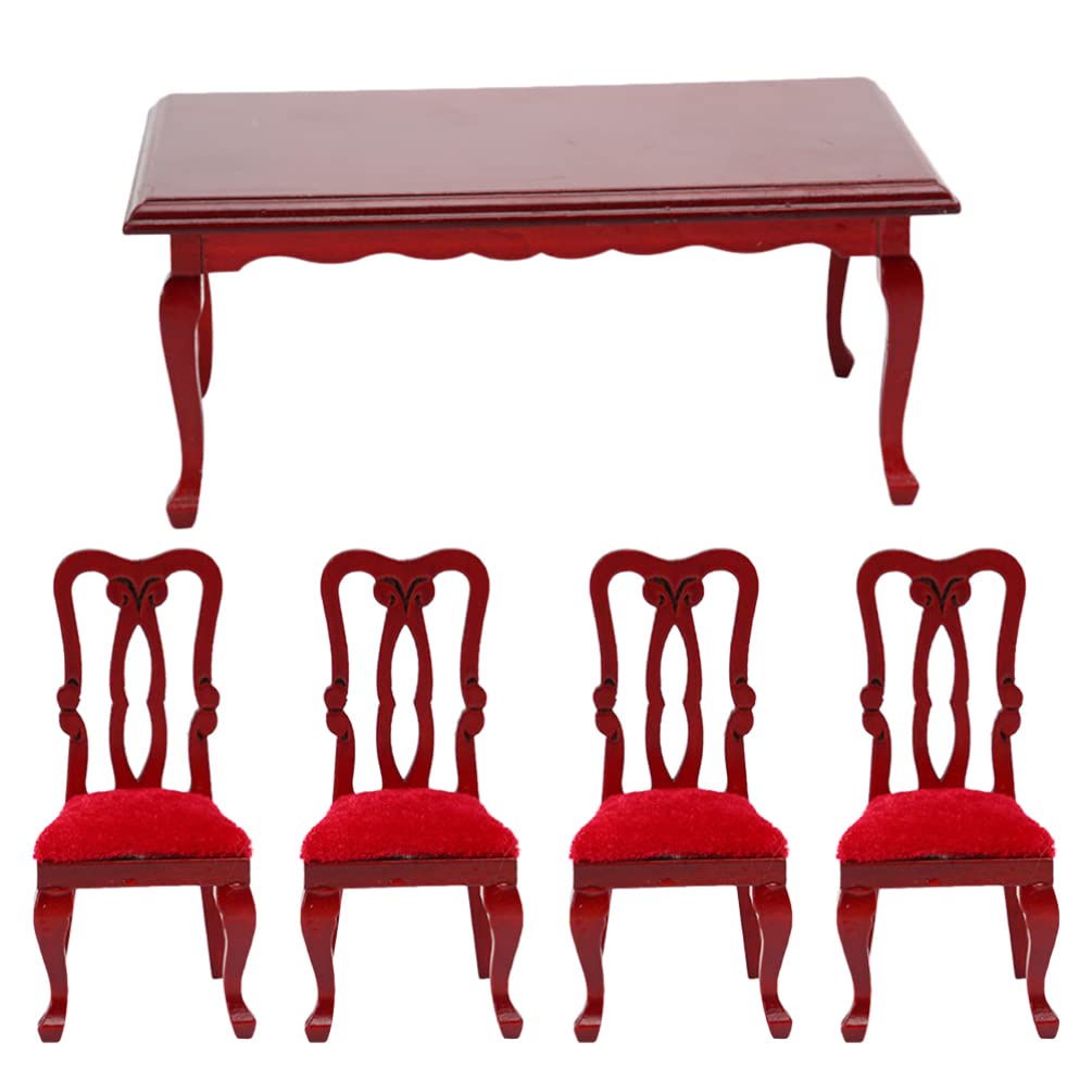 Toddmomy Wooden Dollhouse Furniture Set - Miniature Dining Table & Chairs for Dollhouse Accessories & Fairy Gardens - Perfect for Kids' Pretend Play & Room Decor