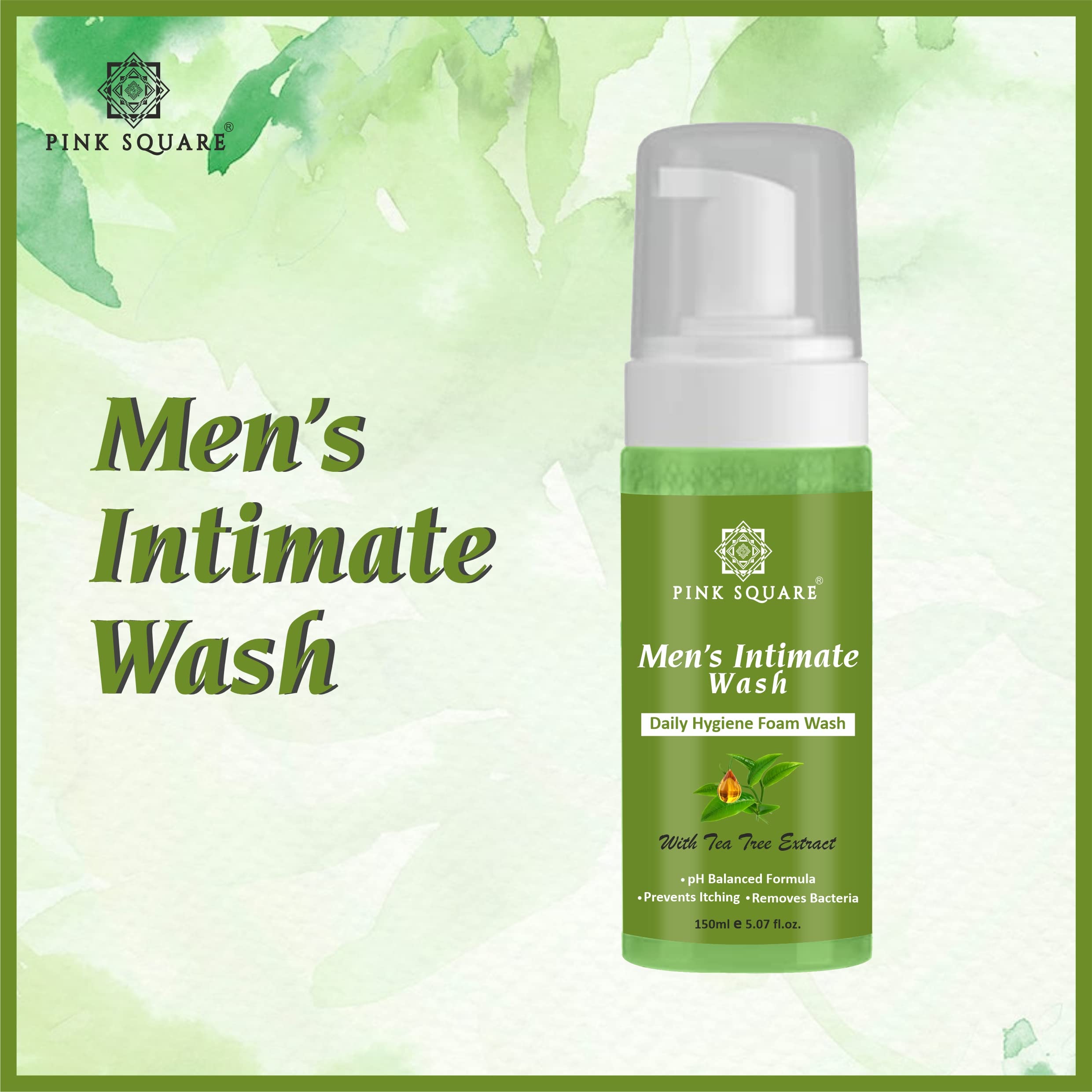 **Natural Tea Tree Extract Men's Intimate Wash - pH Balanced Daily Care for Better Hygiene, Antibacterial Body Wash for Sensitive Skin (2 Pack, 300ml Total) | Ideal for Post-Workout, Travel & Daily Use**