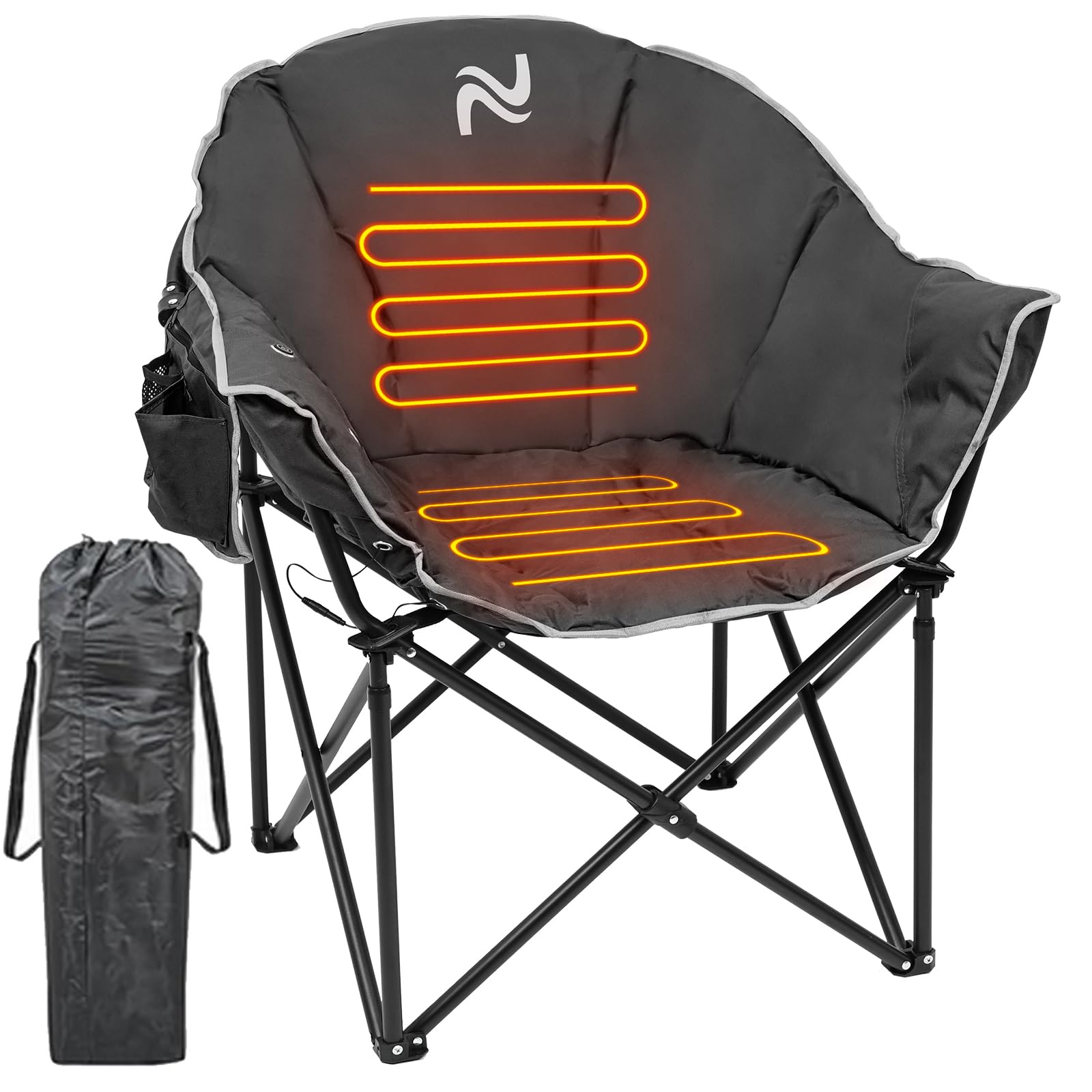 LILYPELLE Oversized Heated Camping Chair with Padded Cushion - Adjustable Back & Seat Warmers for Outdoor Sports, Hiking, Picnics & Patio Lounging | Portable Folding Chair for Camping, Beach, Backyard & Tailgating