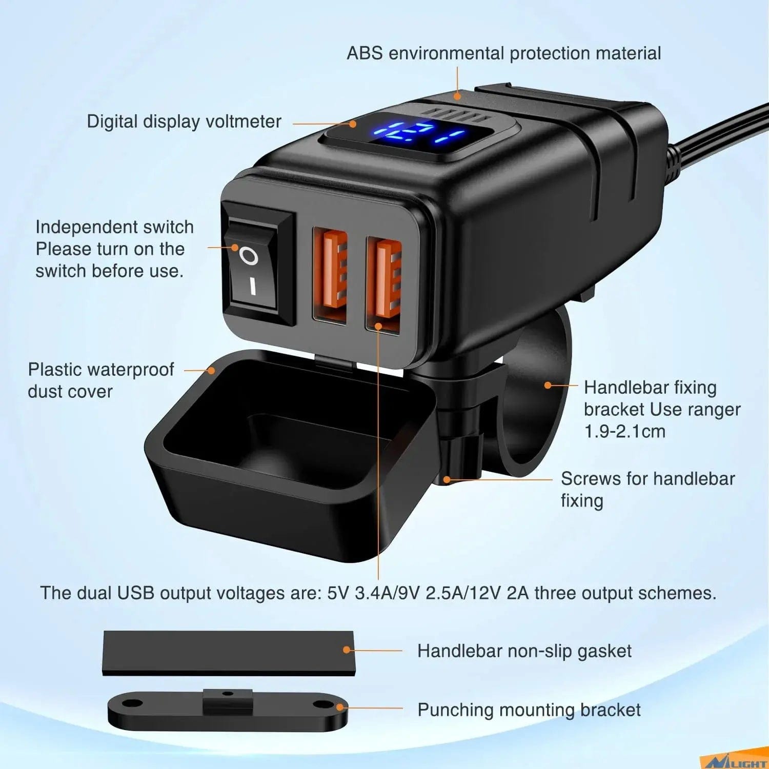 Motorcycle SAE to Dual USB Car Charger Adapter - Fast Charging 2.4A for Phones & GPS - Perfect for Road Trips & Motorcycle Tours
