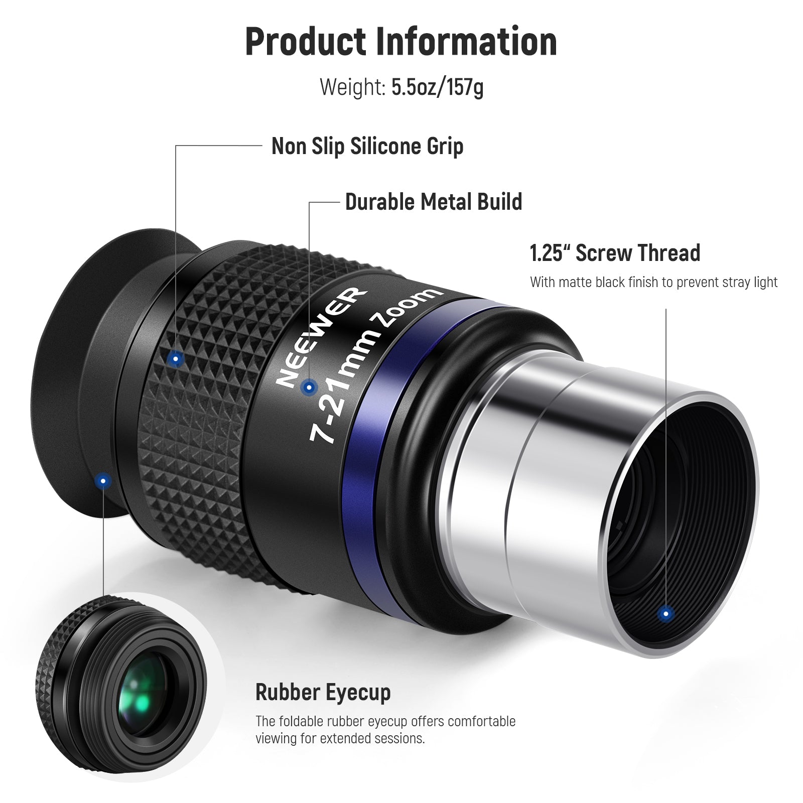 NEEWER LS T22 Zoom Telescope Eyepiece - High Power Magnification Lens for Astronomy & Bird Watching - Perfect for Stargazing, Wildlife Observation & Outdoor Adventures