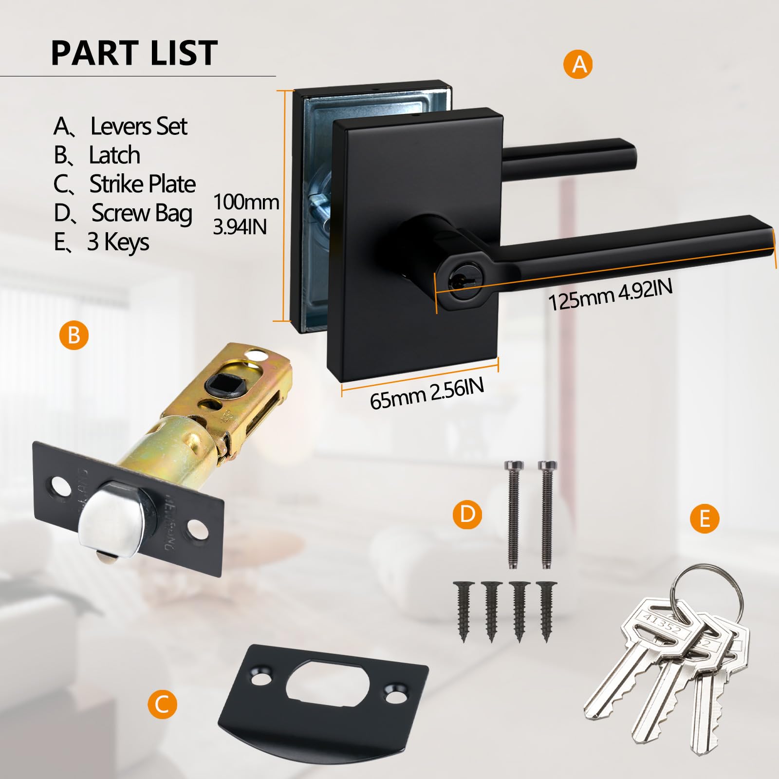 **Heavy Duty Matte Black Keyed Entry Lever Lock for Exterior & Front Doors - 10 Pack (MDC894-DB-ET-10P) - Ideal for Homes, Offices & Commercial Buildings**