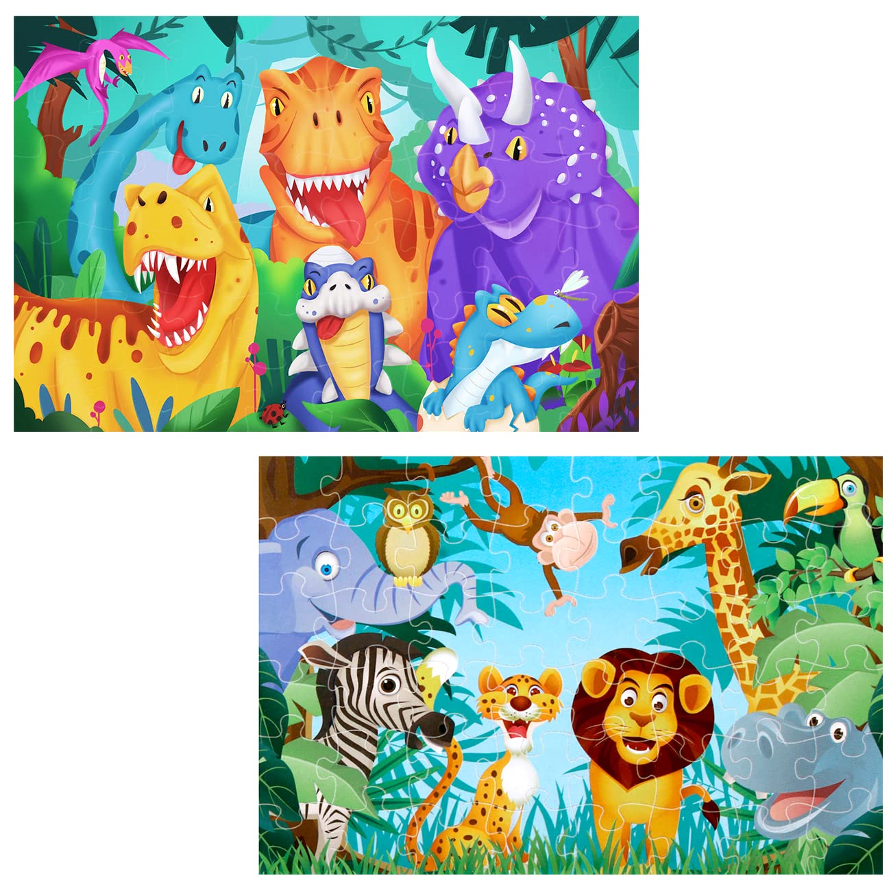 Large 48-Piece Animal Dinosaur Floor Puzzle for Kids Ages 3-8 | Educational Jigsaw Toy for Preschool Learning & Cognitive Development | Perfect for Playrooms, Classrooms & Birthday Gifts