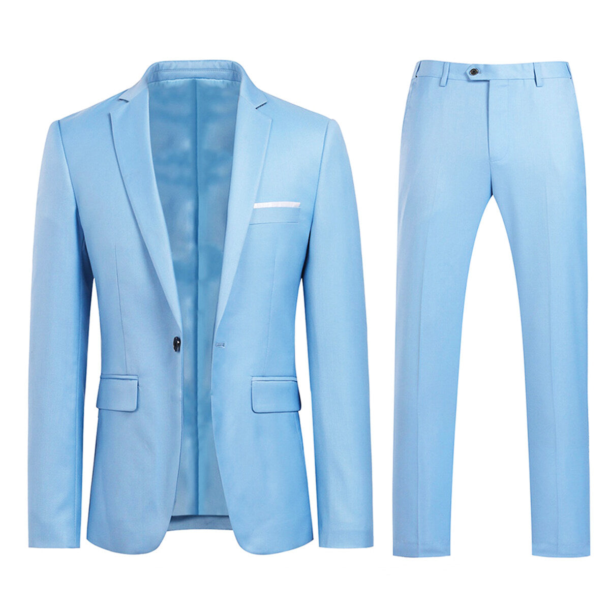 2 Piece Slim Fit Light Blue Suit for Men - Modern Minimalist Design - Perfect for Weddings, Business Meetings & Formal Events