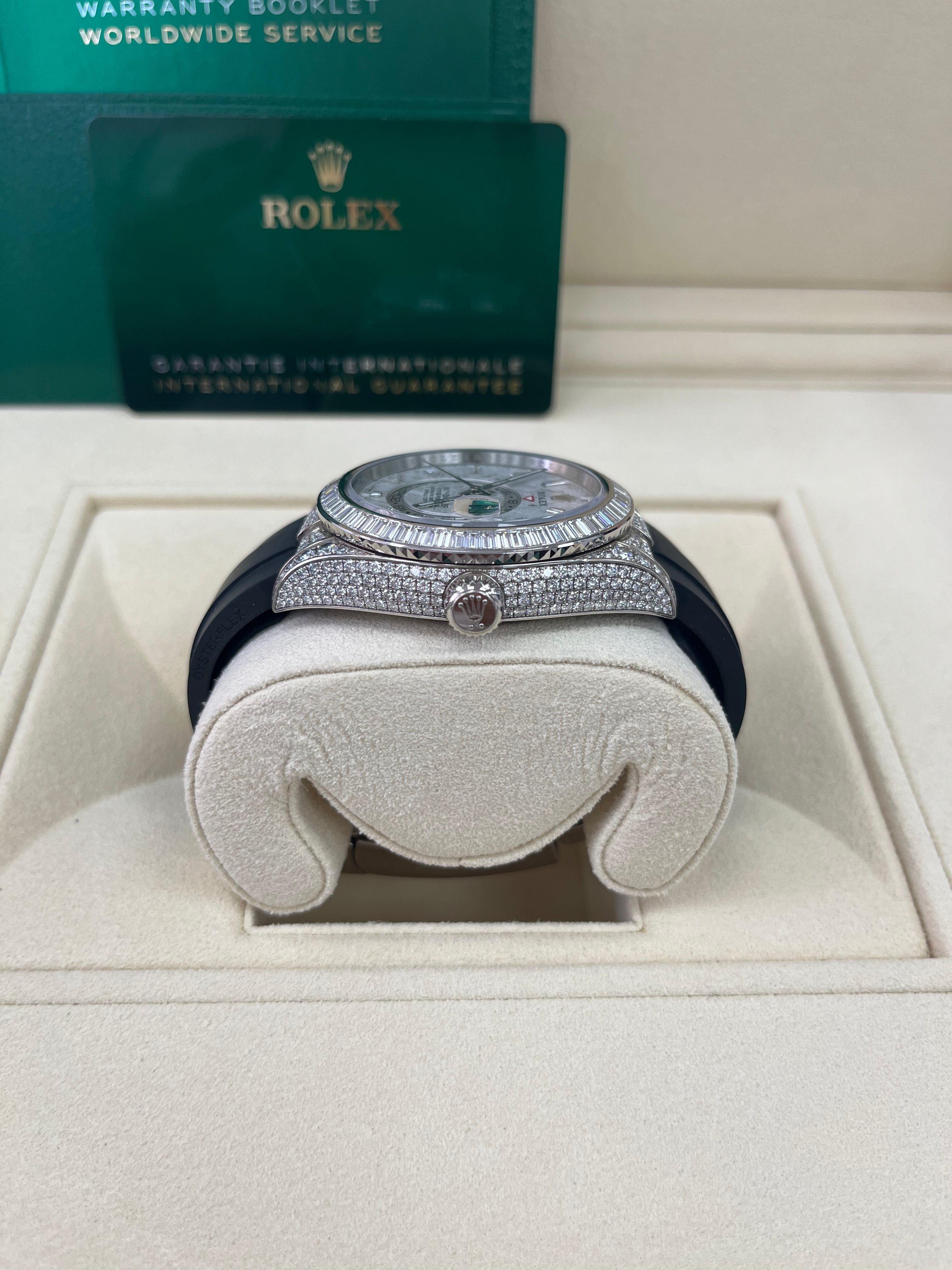 Authentic Rolex Sky-Dweller 326259 Watch with Meteorite Dial & Baguette Diamonds - Luxury Men's Timepiece for Business, Travel & Special Occasions