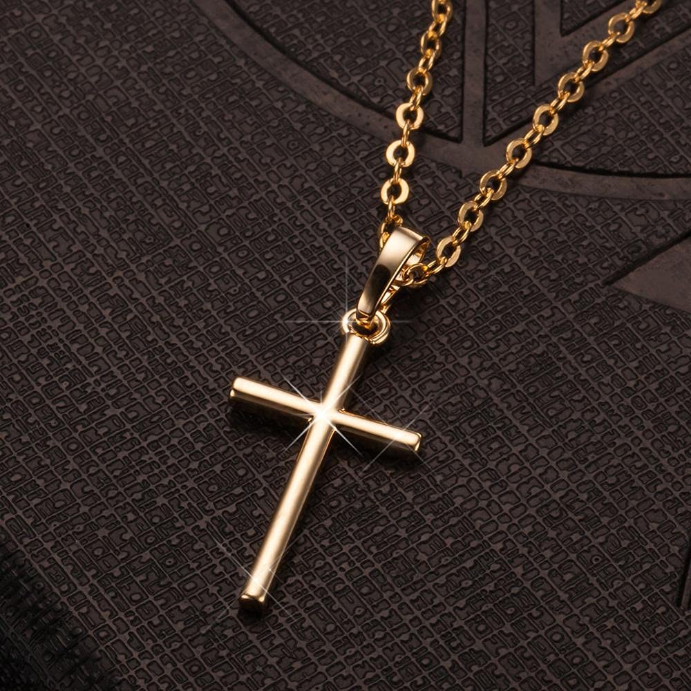 NVTHINH Simple Fashion Cross Chain Necklace for Women & Men - Luxury Gold Pendant Necklace, Christian Crucifix Jewelry Gift (N700 Gold) - Perfect for Daily Wear, Church Occasions & Thoughtful Gifting