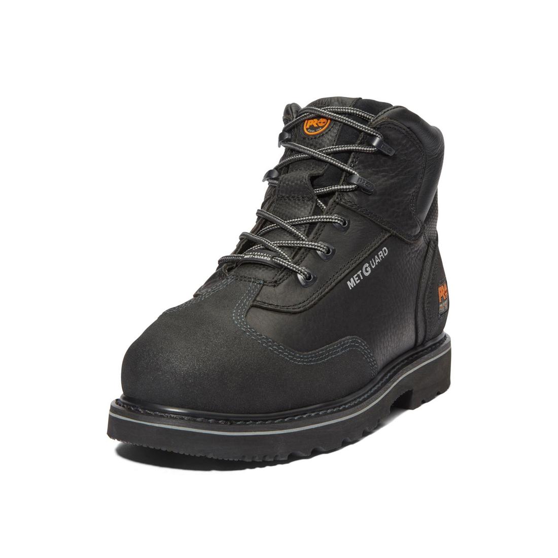 6 Inch Steel Toe Work Boots with Internal Met Guard - Black Safety Shoes for Construction, Warehouse & Industrial Work
