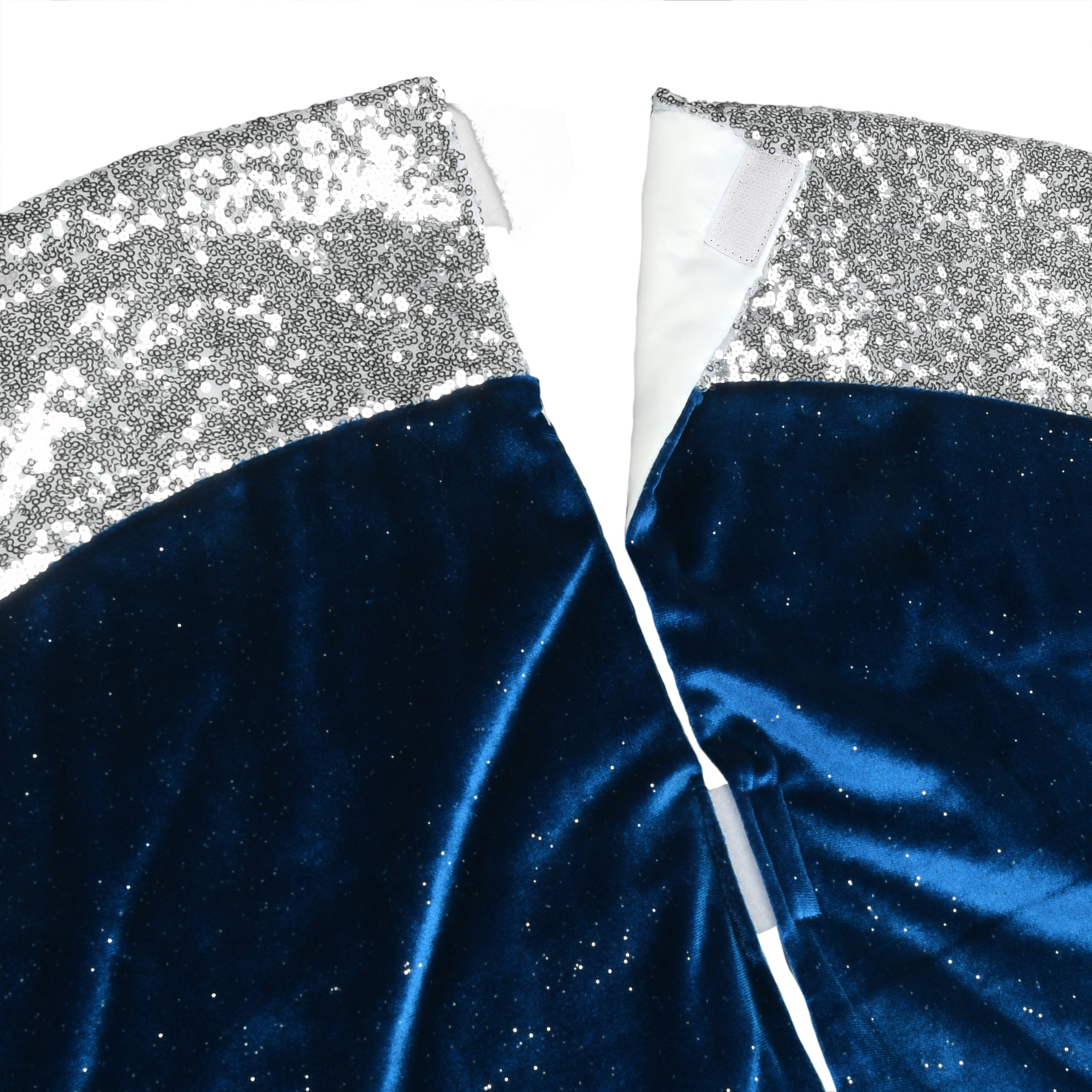 48 Inch Arctic Lights Collection Navy and Silver Christmas Tree Skirt - Perfect for Holiday Decorations and Festive Home Styling