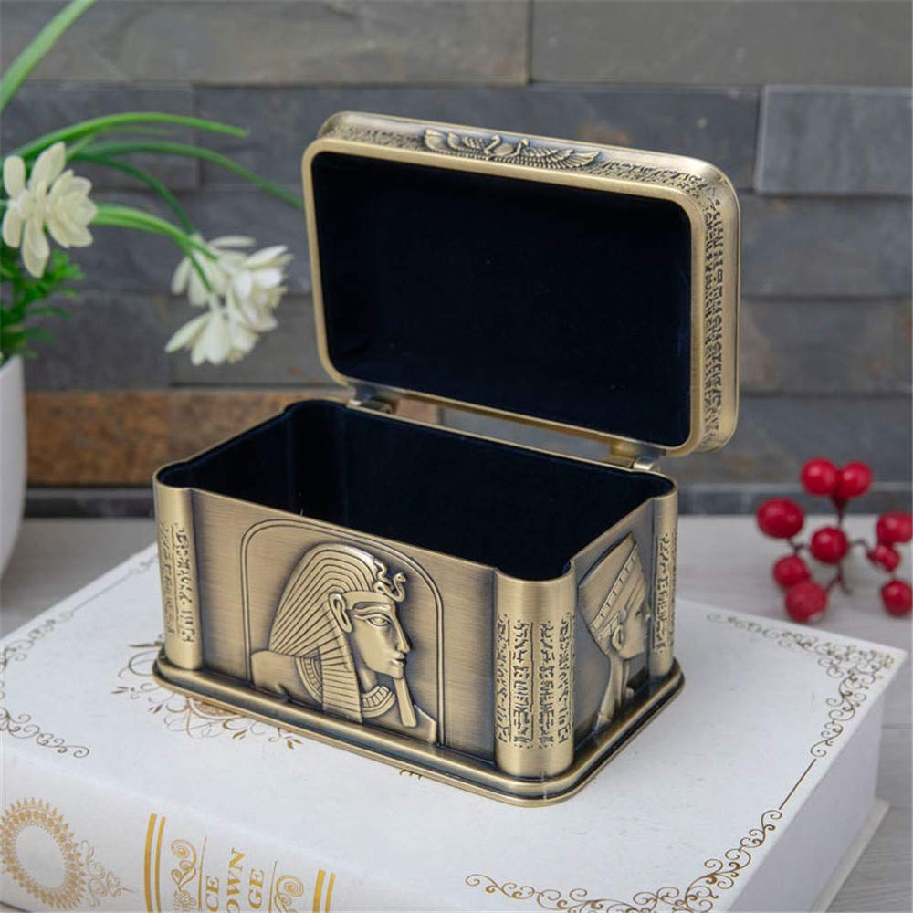 Egyptian Pharaoh Style Metal Jewelry Box - Elegant Storage Case for Rings, Earrings & Necklaces - Perfect Jewelry Gift Box for Women, Mothers & Girls - Great for Home Decor, Travel & Special Occasions