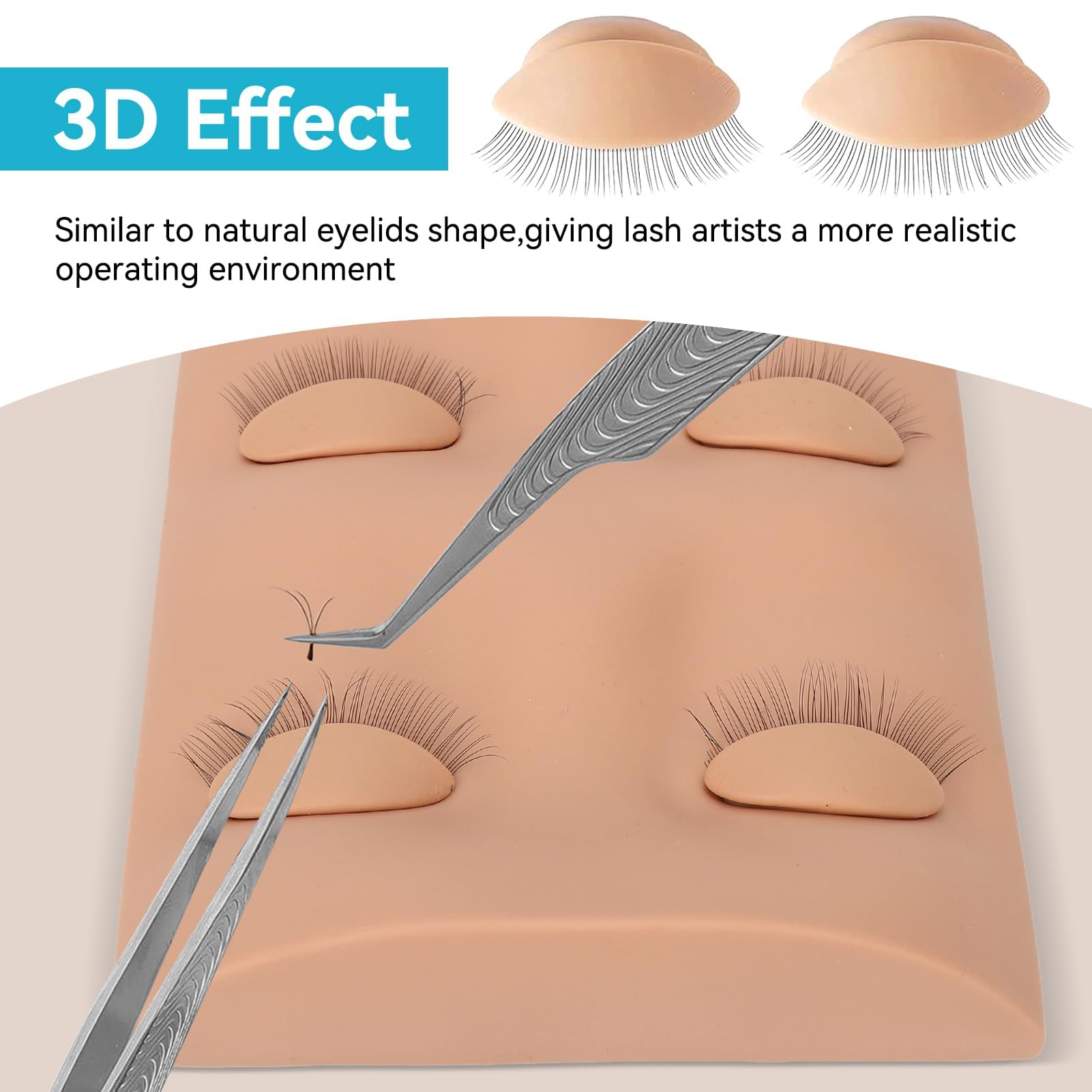 Agatige Eyelash Extension Mannequin Head for Beginners - Removable Eyelids Silicone Makeup Practice Face with Lash Kit - Perfect for Eyelash Training, Makeup School & Salon Practice (Complexion)
