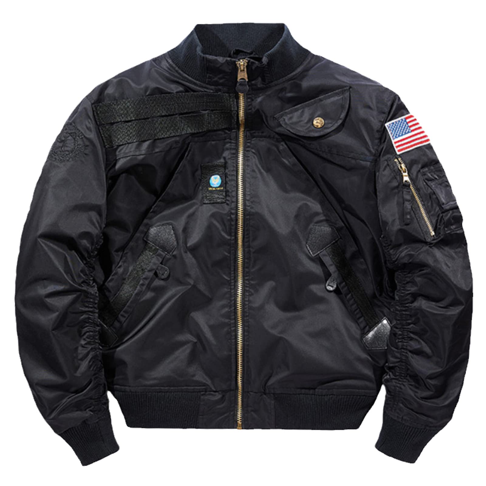 Men's Army Green Tactical Bomber Jacket - Winter Flight Stand Collar Jean Jacket for Outdoor Adventures & Urban Streetwear