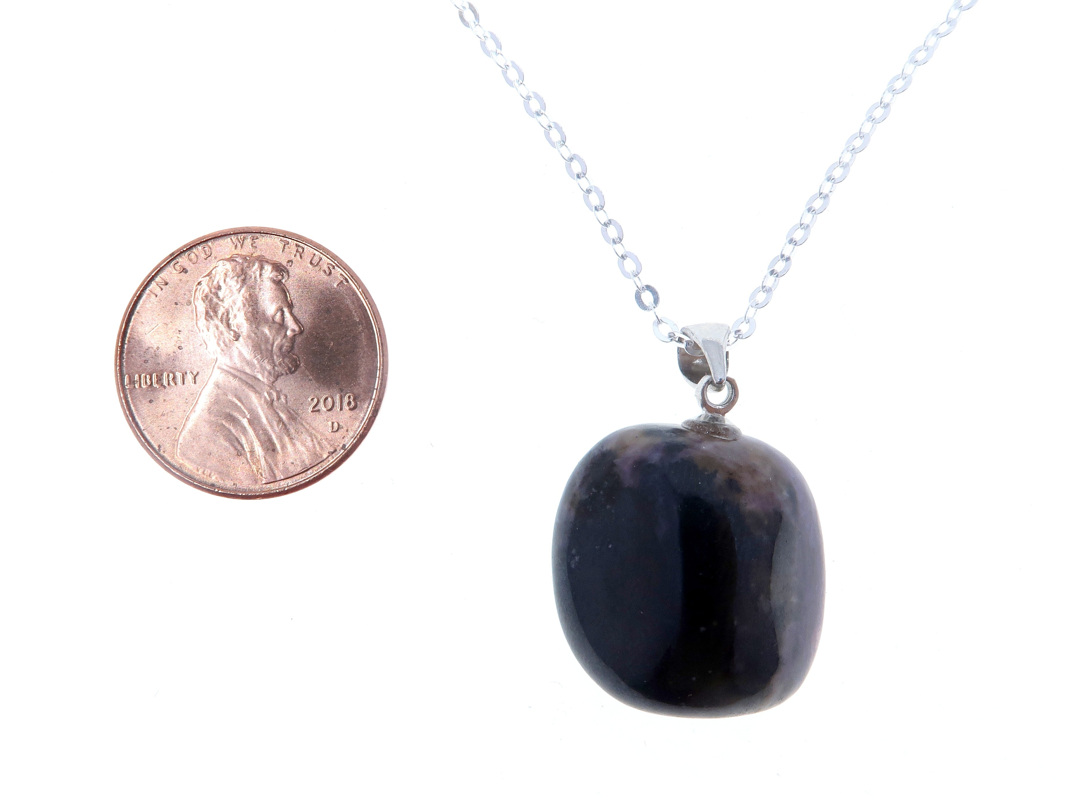 Charoite Necklace - Genuine Purple Healing Gemstone Pendant on Sterling Silver Chain for Women, Spiritual Healing & Meditation Jewelry Gift