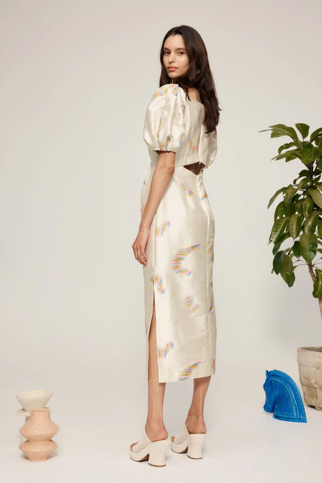 Embroidered Midi Dress for Women - Floral Summer Boho Dress with V-Neck & Short Sleeves - Perfect for Beach Vacations, Date Nights & Garden Parties