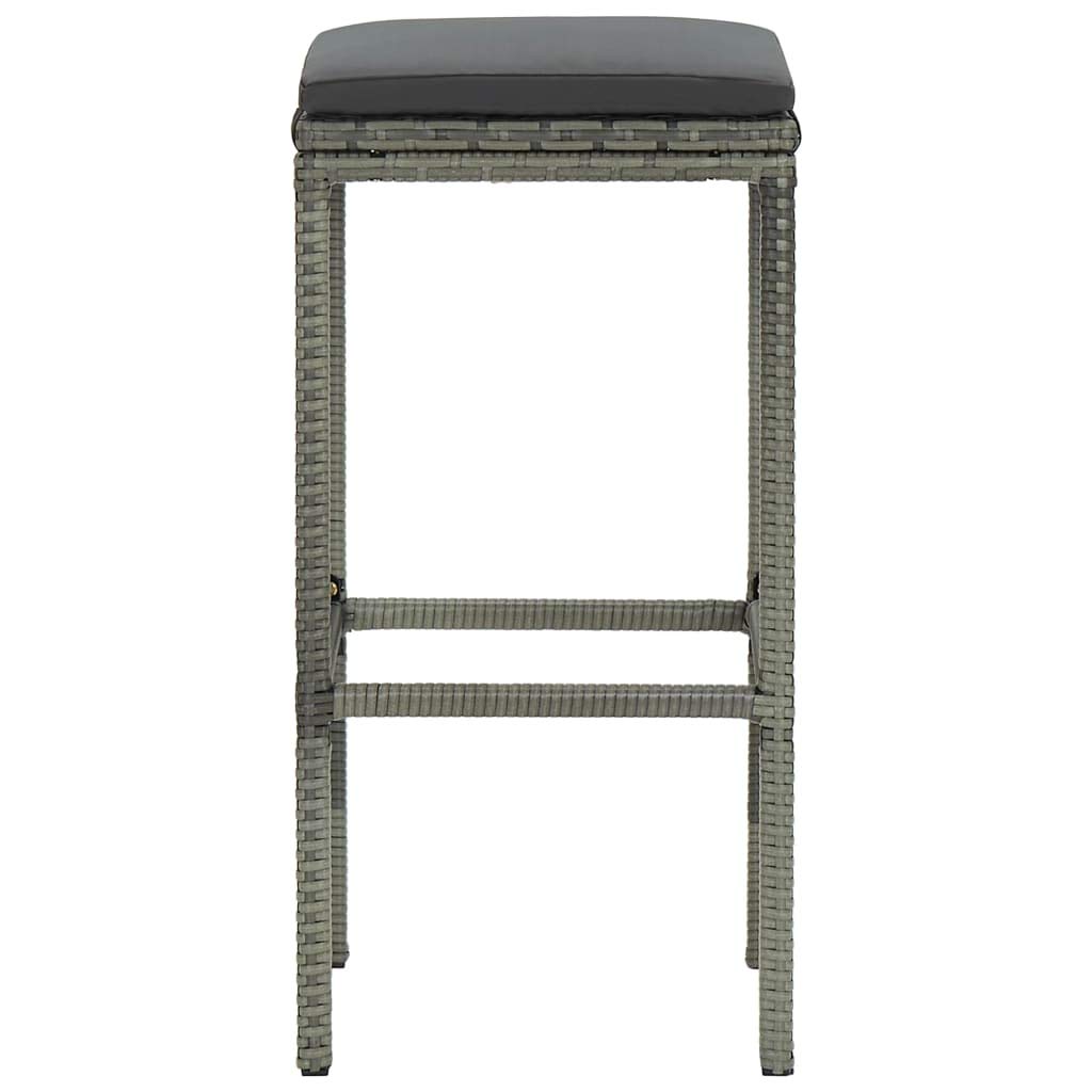 vidaXL 2/3/4/6-Piece Bar Stool Set with Cushions - Woven Poly Rattan Counter Height Stools for Kitchen Island, Breakfast Bar & Outdoor Patio - Multiple Colors Available