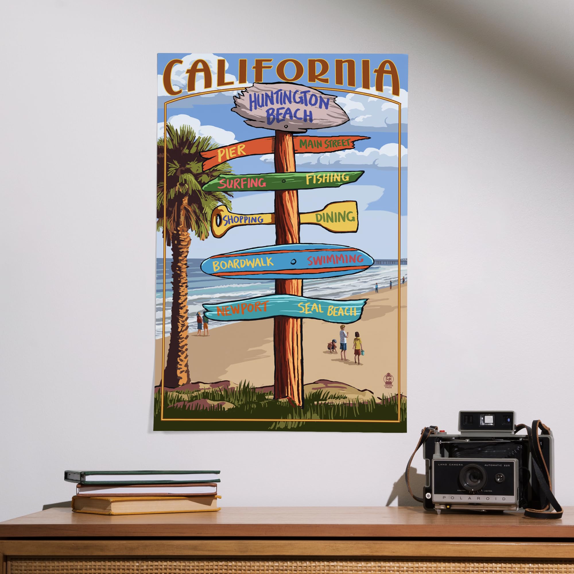 Lantern Press 16x24 Inch Giclee Art Print - Huntington Beach California Coastal Wall Decor - Perfect for Beach House, Living Room & Office Wall Art